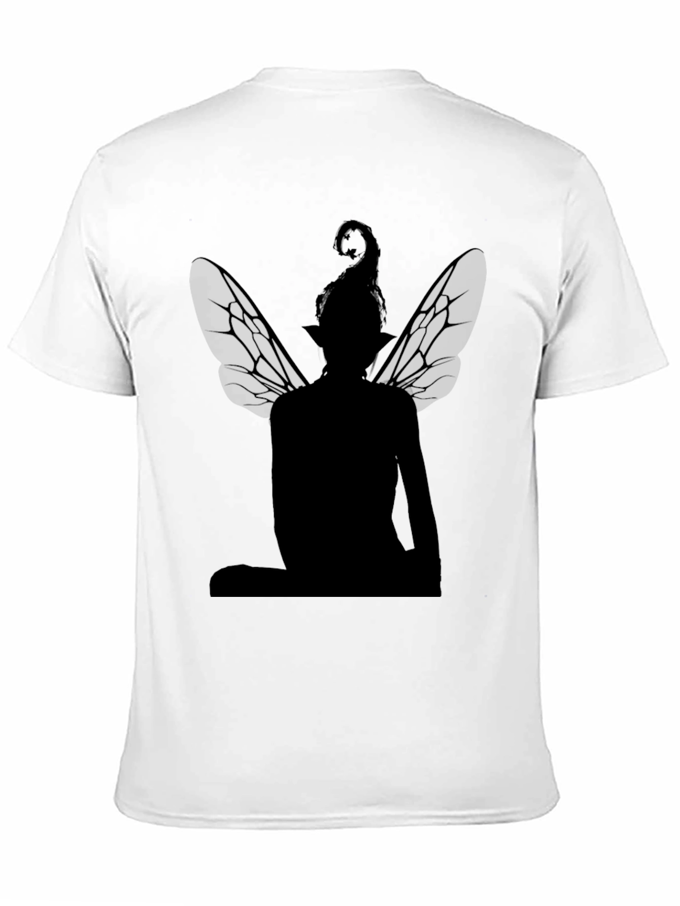 Black Fairy Silhouette T-Shirt - Black Graphic Tee view 11