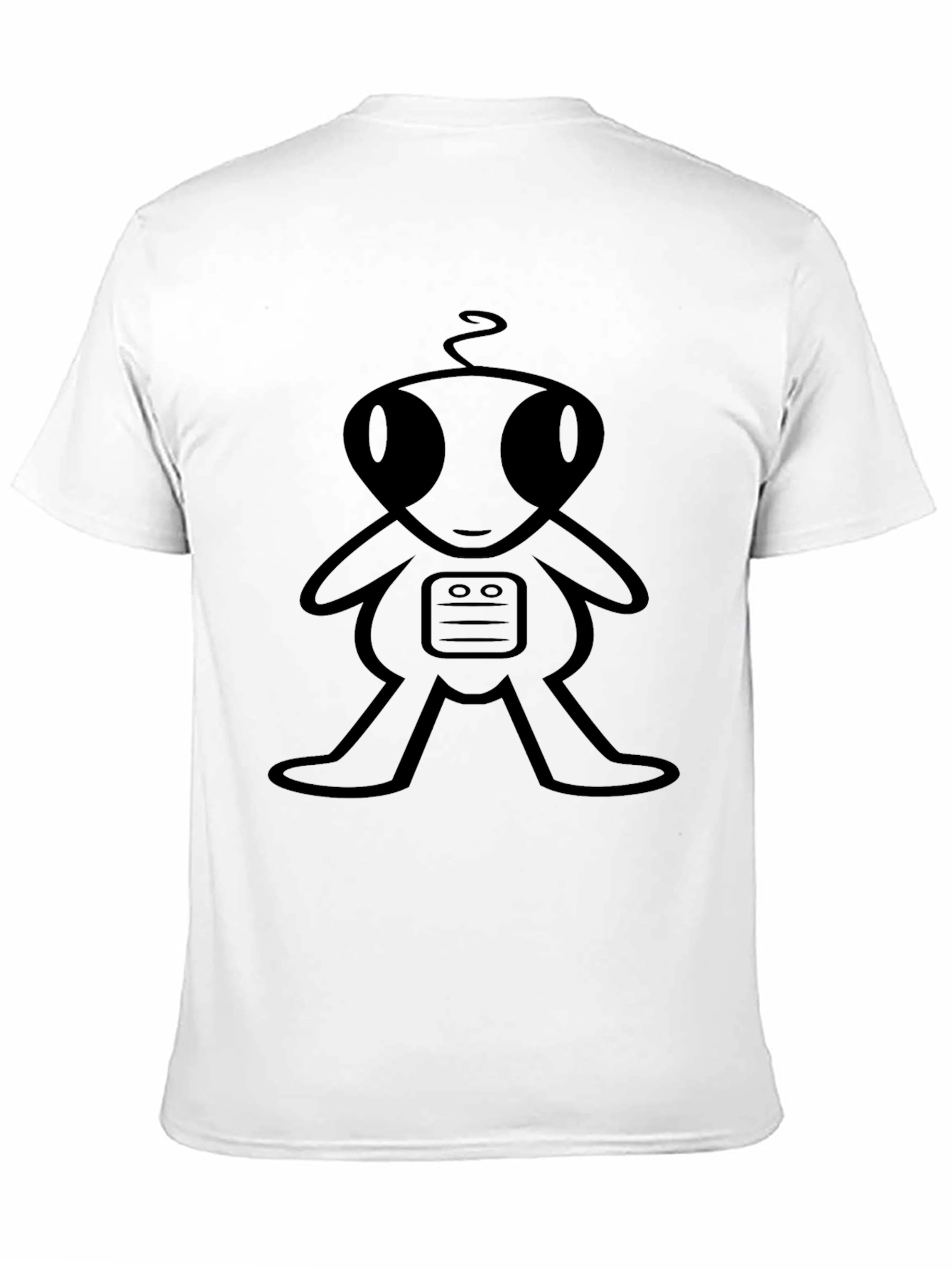 Black Cartoon Robot Graphic Tee - Black Unisex T-Shirt view 11