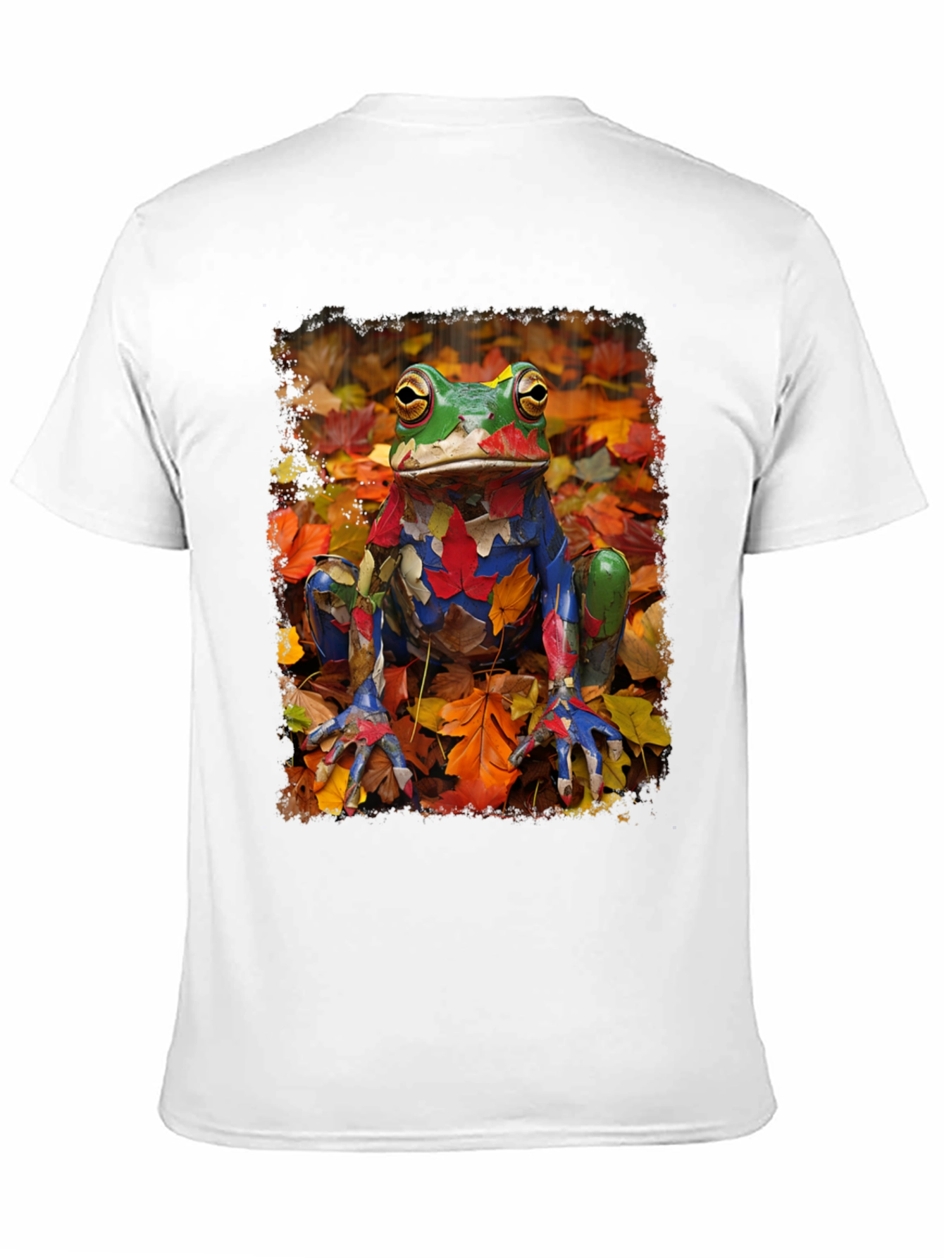 Black Frog in Fall Leaves Black T-Shirt view 11