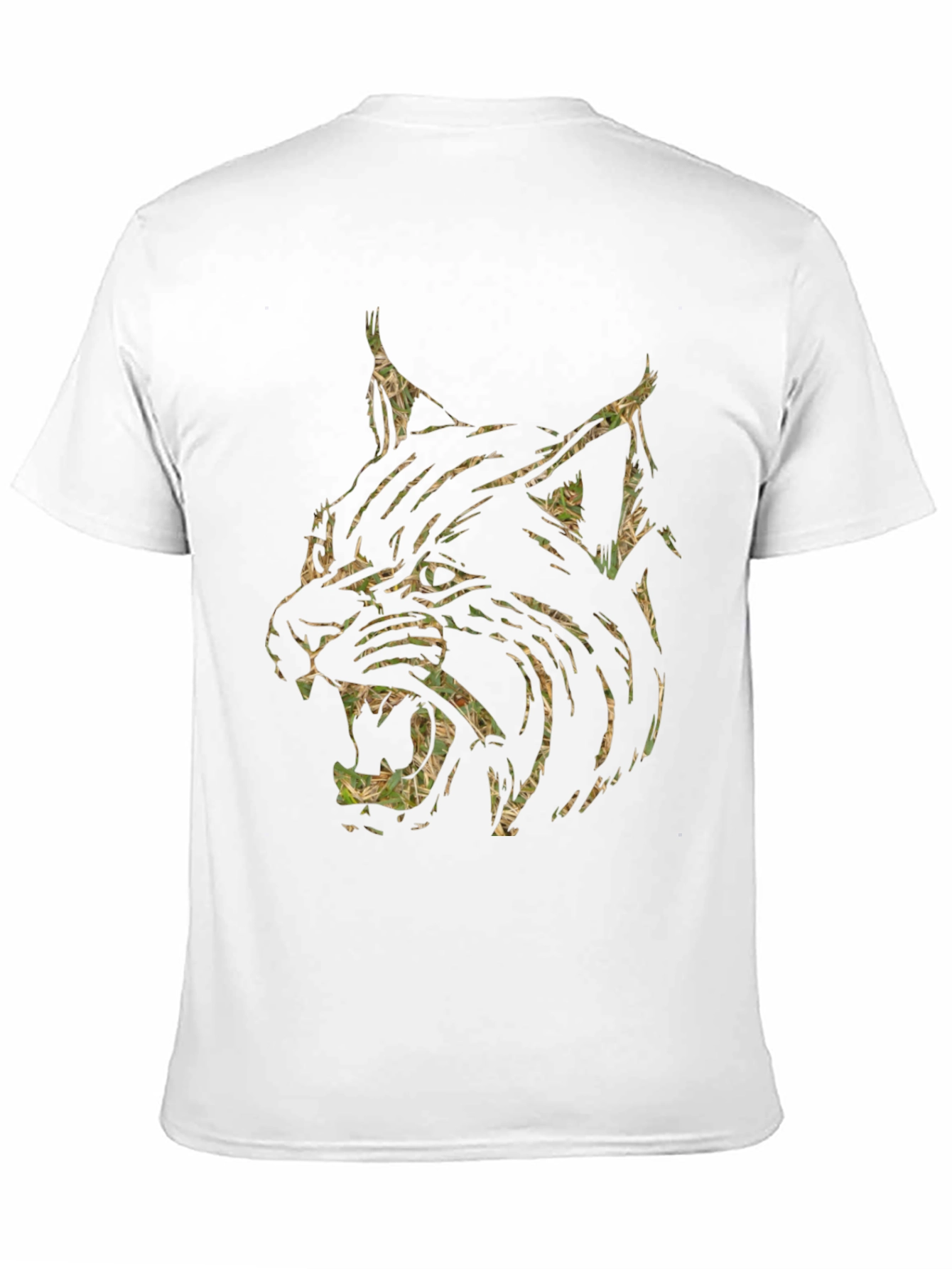 Black Men's Black T-Shirt with Camo Lynx Graphic view 11