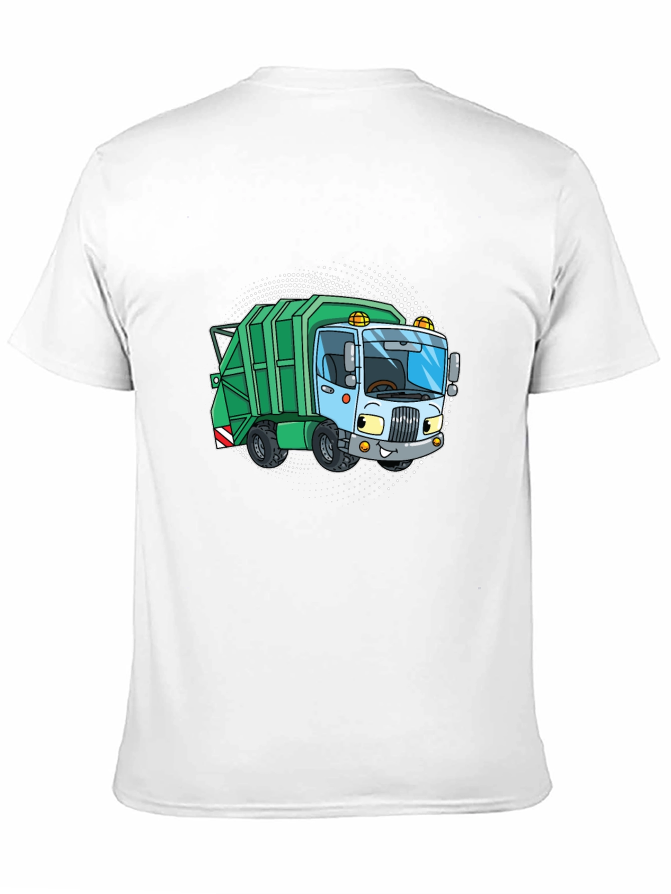 Black Garbage Truck Cartoon T-Shirt - Black Crew Neck Tee view 11