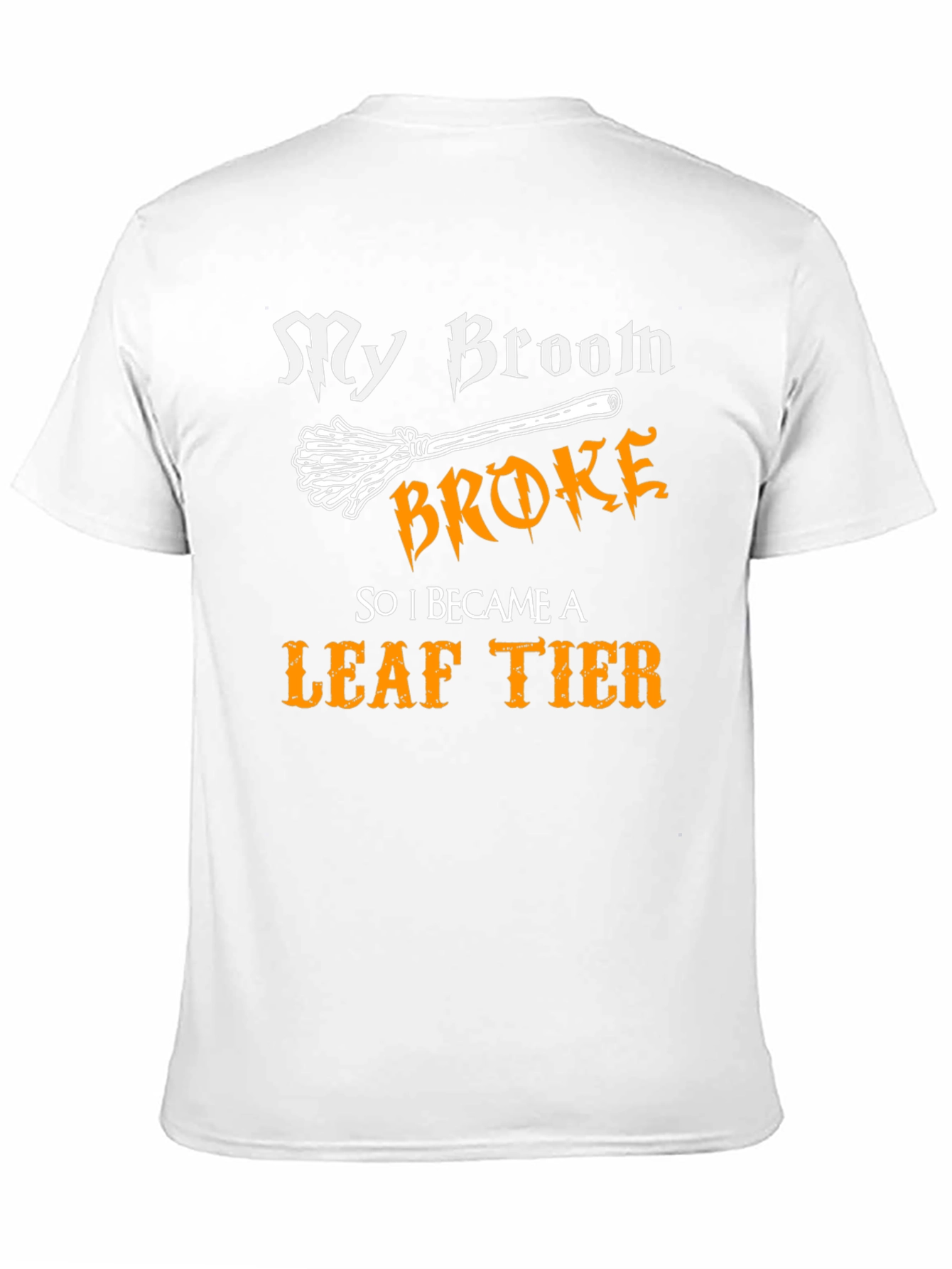 Black My Broom Broke Leaf Tier T-Shirt view 11