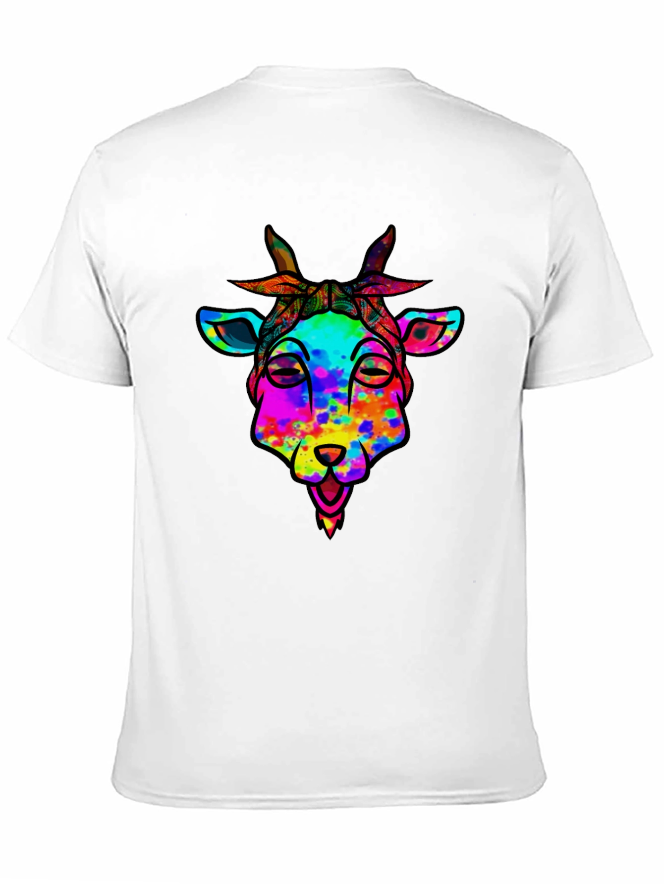 Black Colorful Goat Graphic Tee - Black Cotton Blend view 11