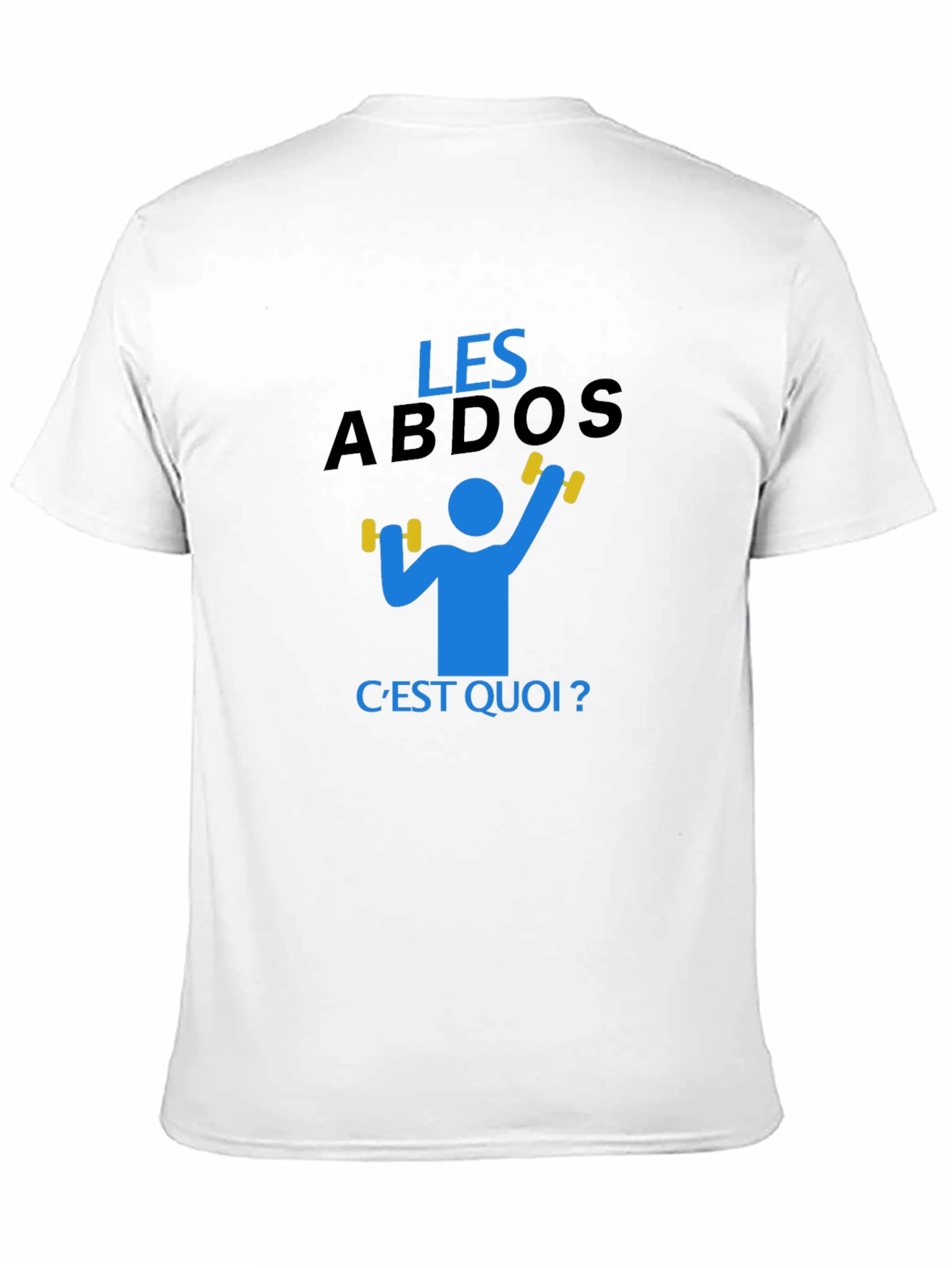 Black Funny "Les Abdos C'est Quoi" Gym Workout T-Shirt view 11