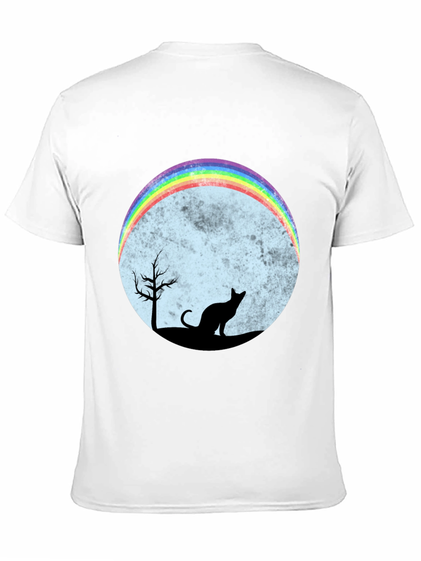 Black Rainbow Cat Silhouette Graphic T-Shirt view 11