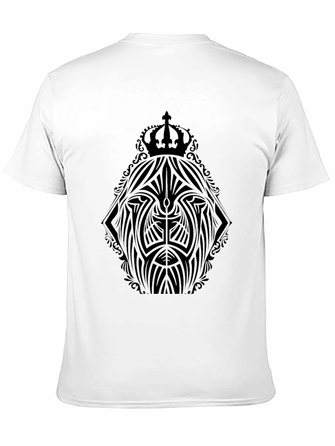 Black Men's Black Graphic Tee - Lion Crown Design view 11