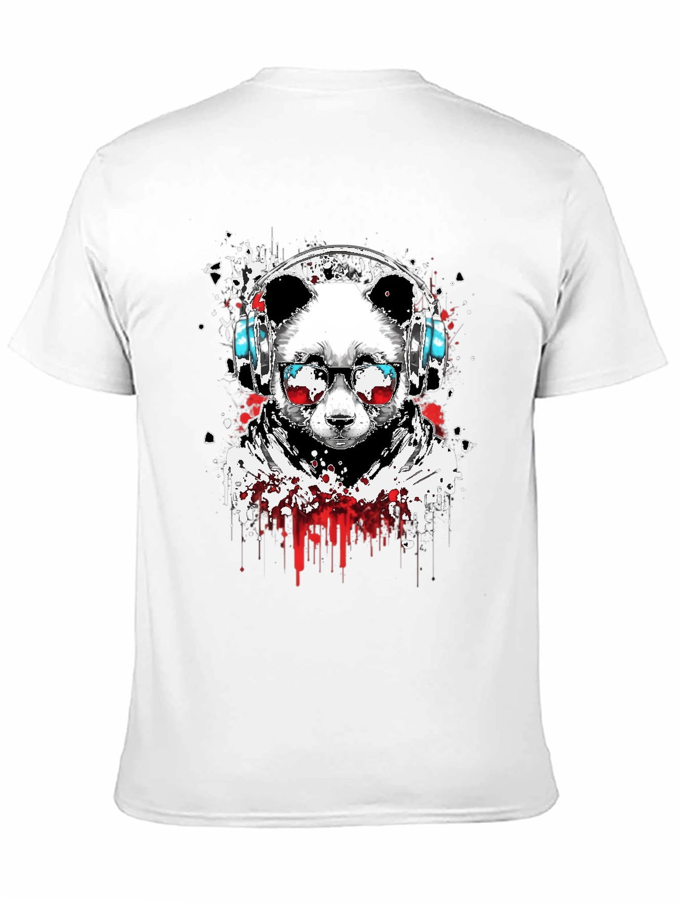 Black Cool Panda DJ Graphic Tee - Black Crew Neck T-Shirt view 11