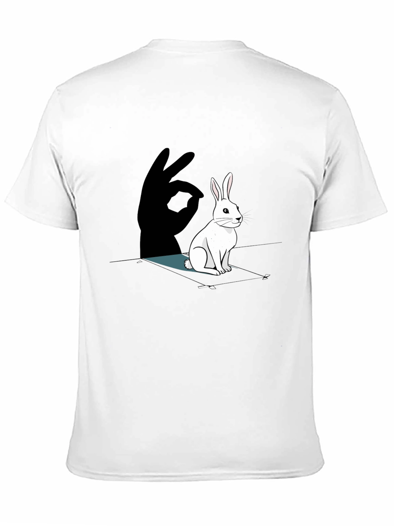 Black Rabbit Shadow Hand T-Shirt - Black Cotton Tee view 11