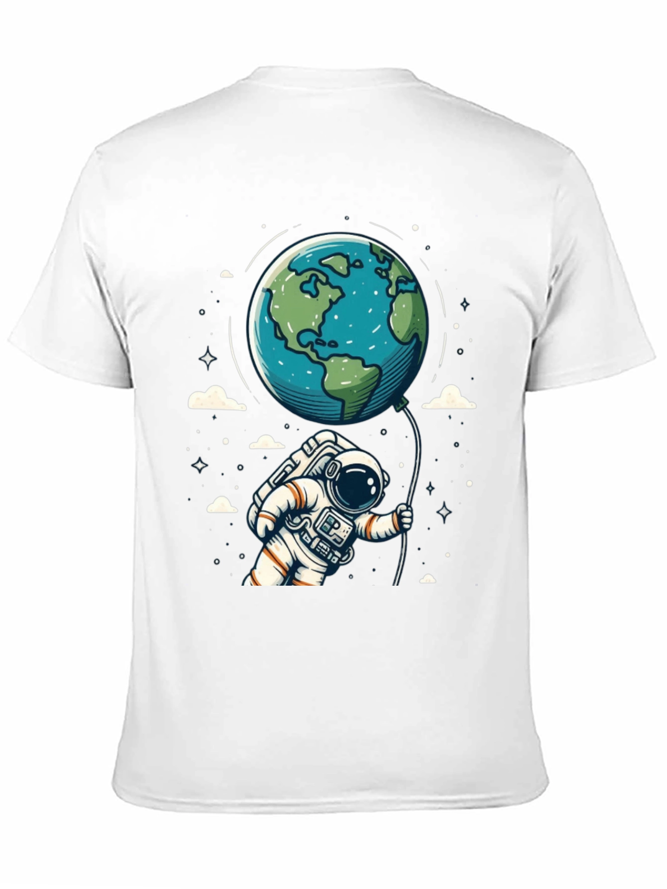 Black Astronaut Earth Balloon Black T-Shirt view 11