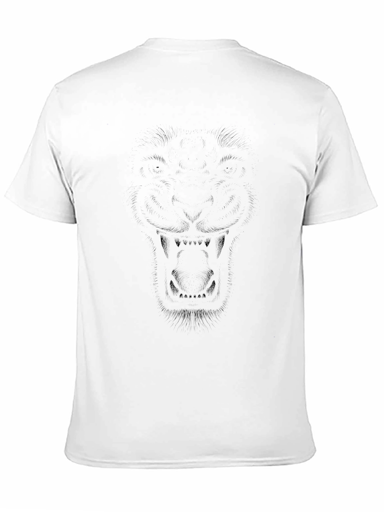 Black Men's Black Graphic Tee - Lion Face Design view 11