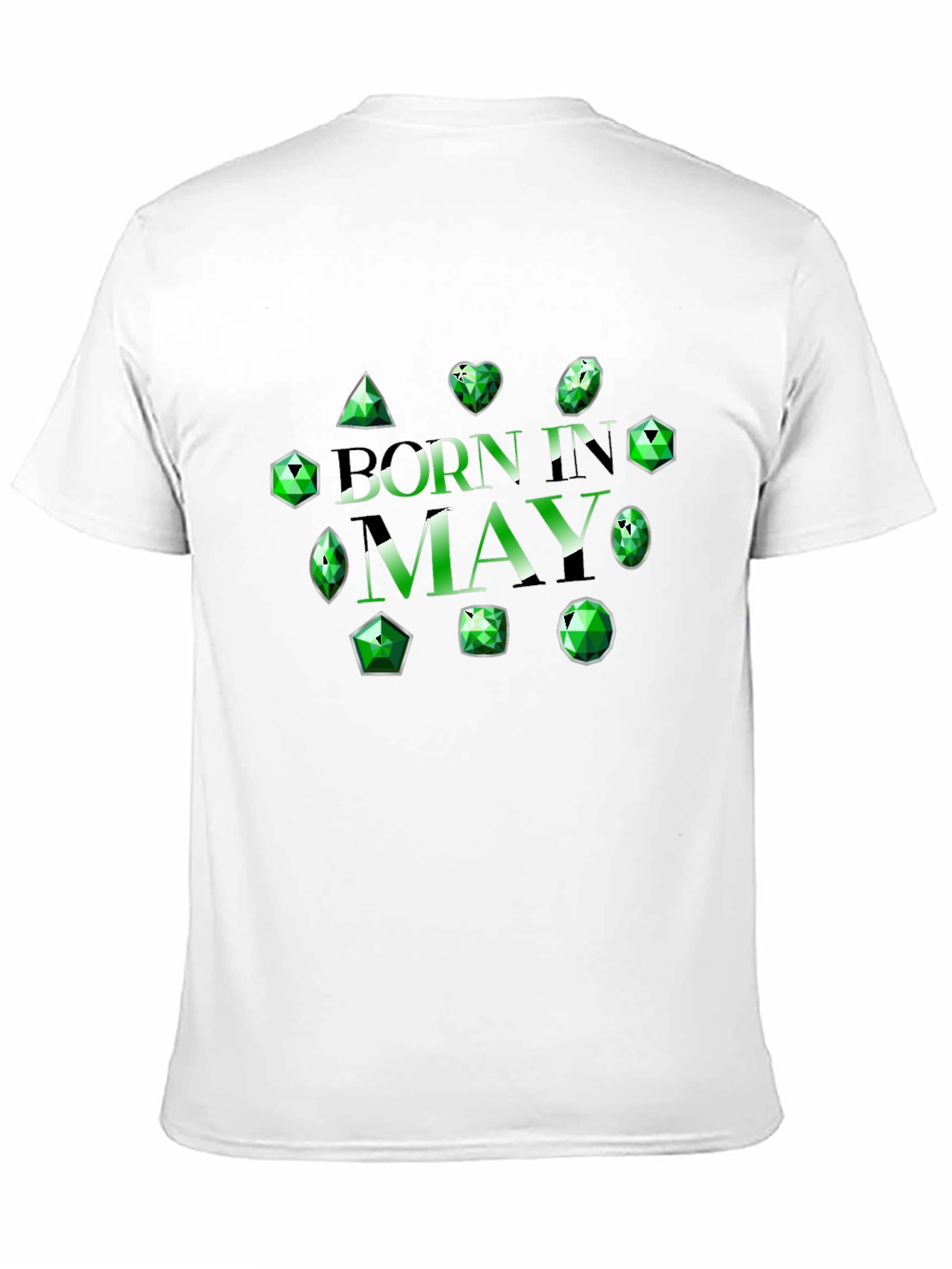 Black Born in May Emerald Gemstone T-Shirt view 11