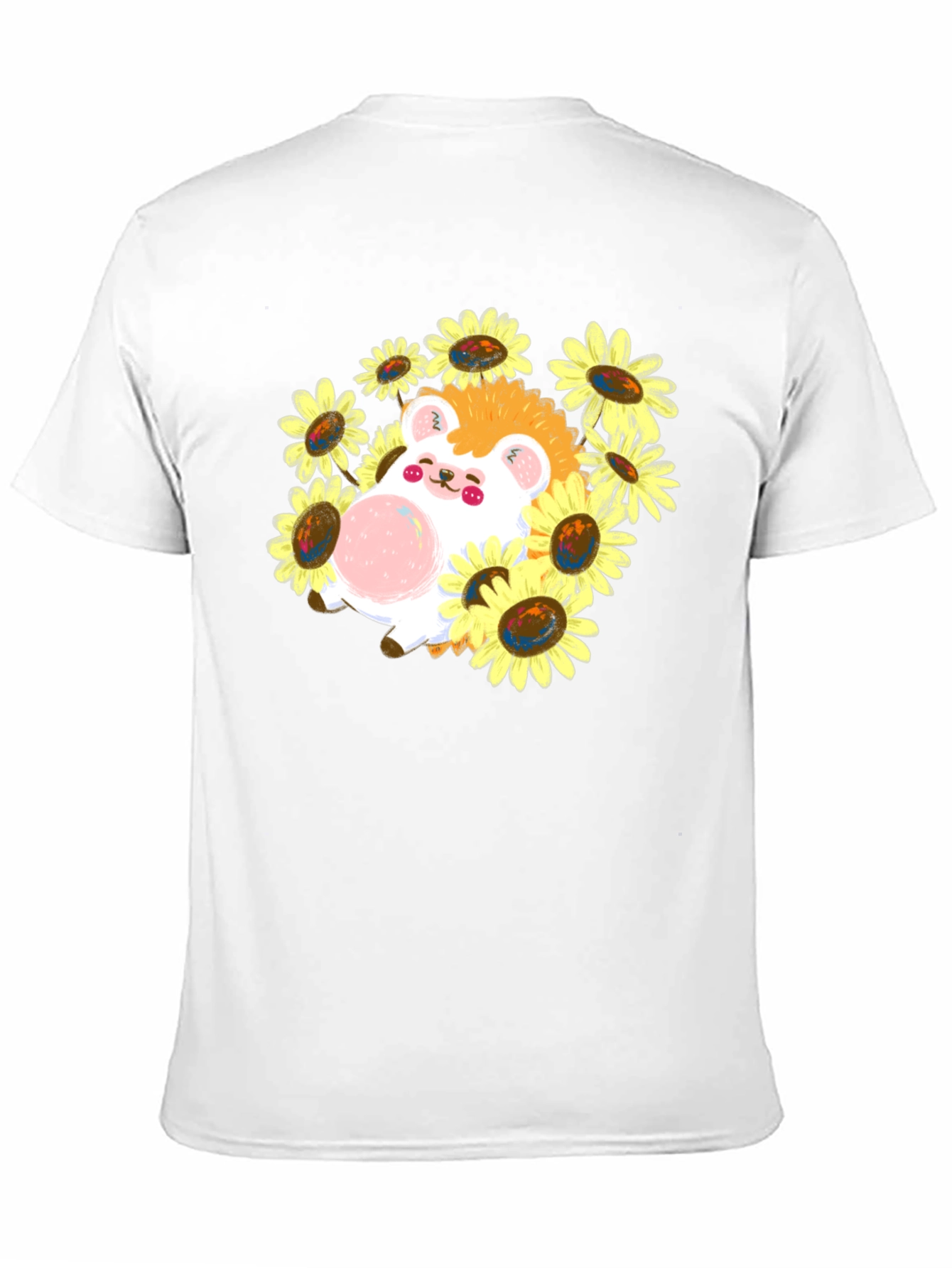 Black Cute Hedgehog Sunflower T-Shirt view 11