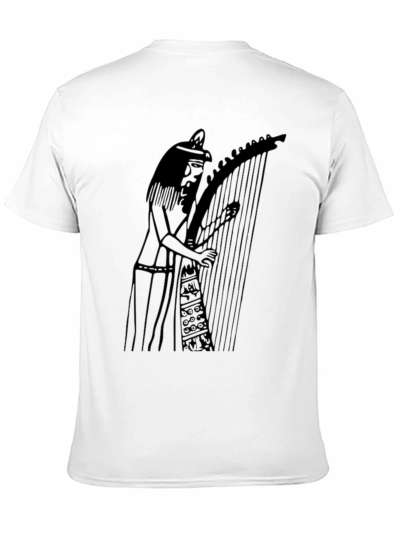 Black Egyptian Harpist Graphic Tee - Black Unisex T-Shirt view 11