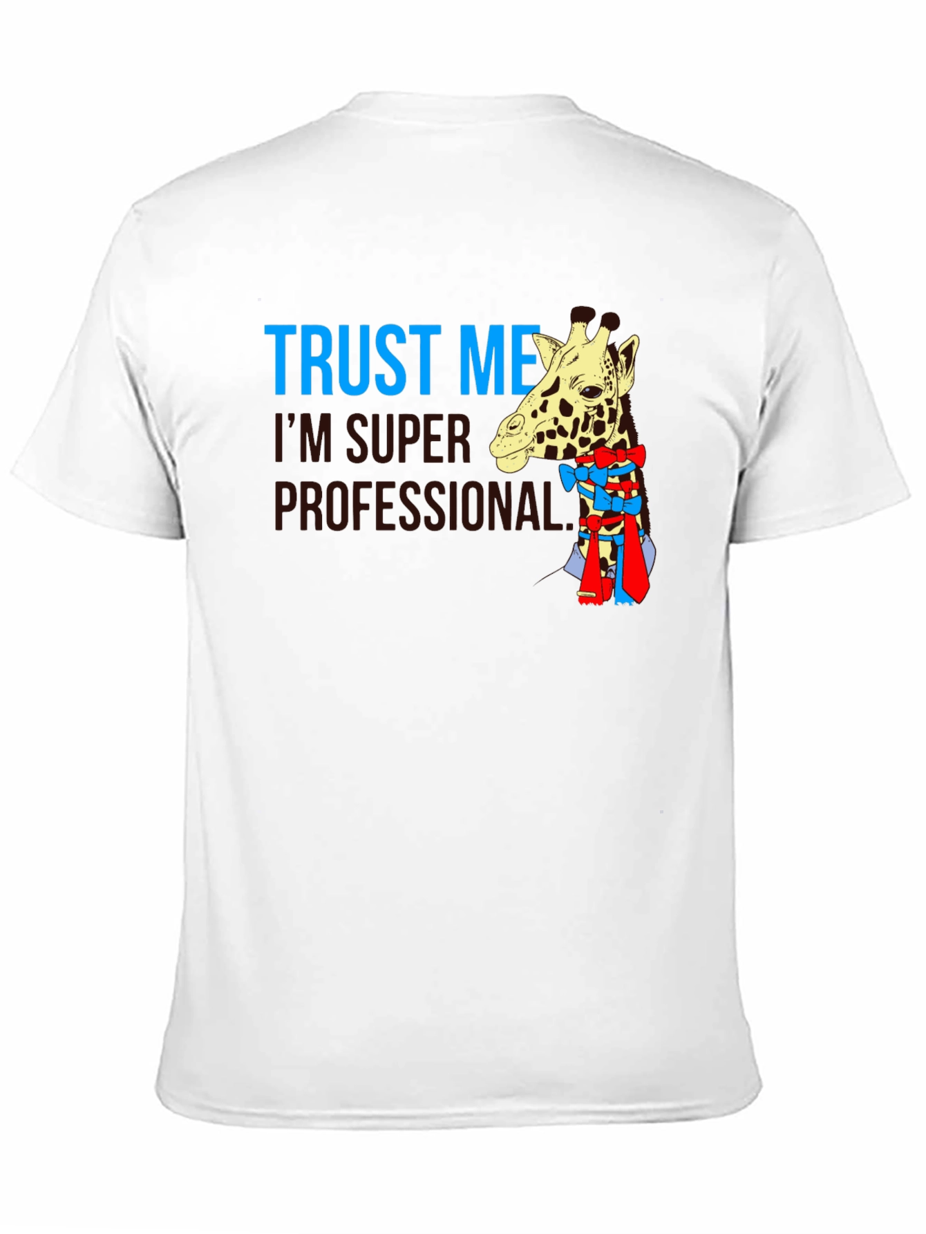 Black Trust Me I'm Super Professional Giraffe Bow T-Shirt view 11