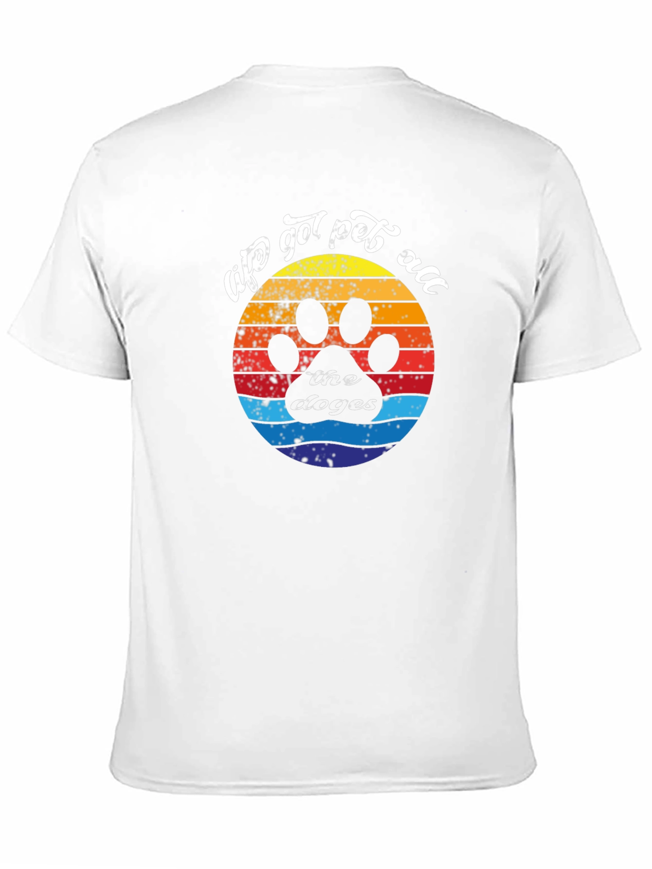 Black Retro Dog Paw T-Shirt - "life got pet all the doges" view 11