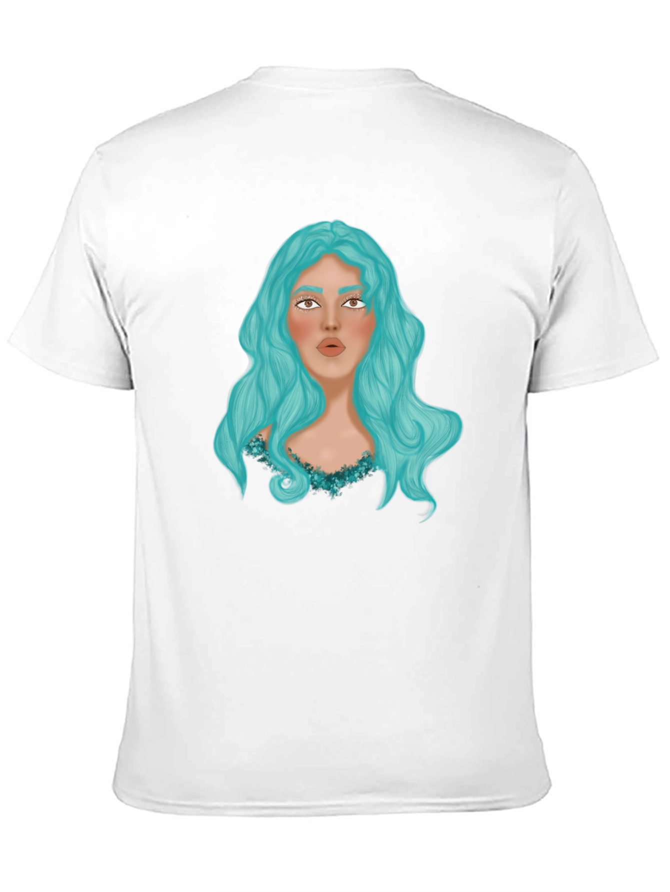 Black Graphic Print T-Shirt - Woman with Blue Hair view 11