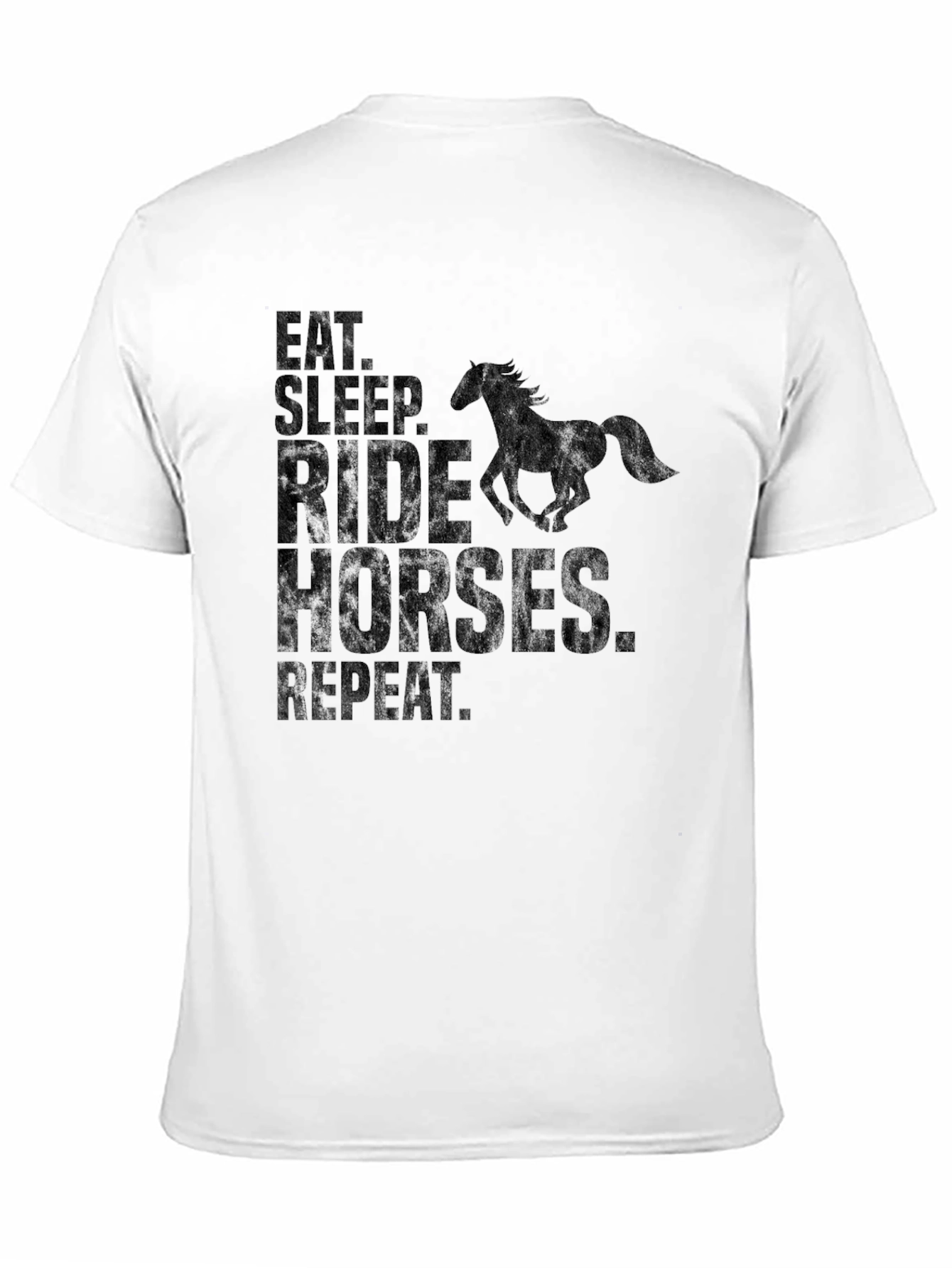 Black Eat Sleep Ride Horses Repeat Black T-Shirt view 11