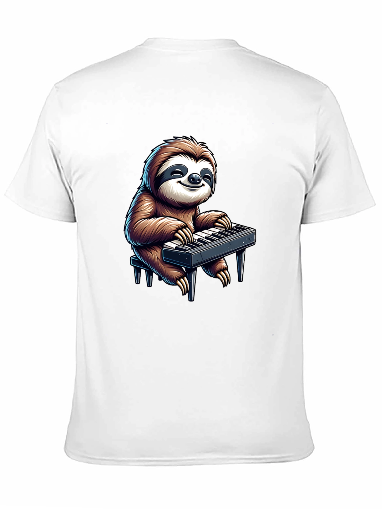 Black Sloth Playing Keyboard Graphic Tee - Black view 11
