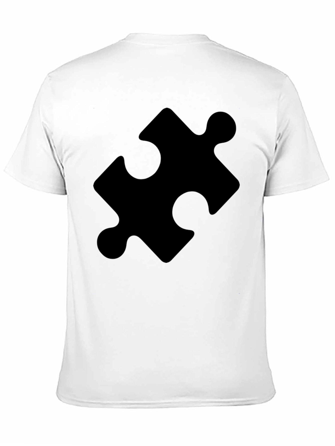 Black Puzzle Piece Graphic Tee - Classic Black Cotton T-Shirt view 11