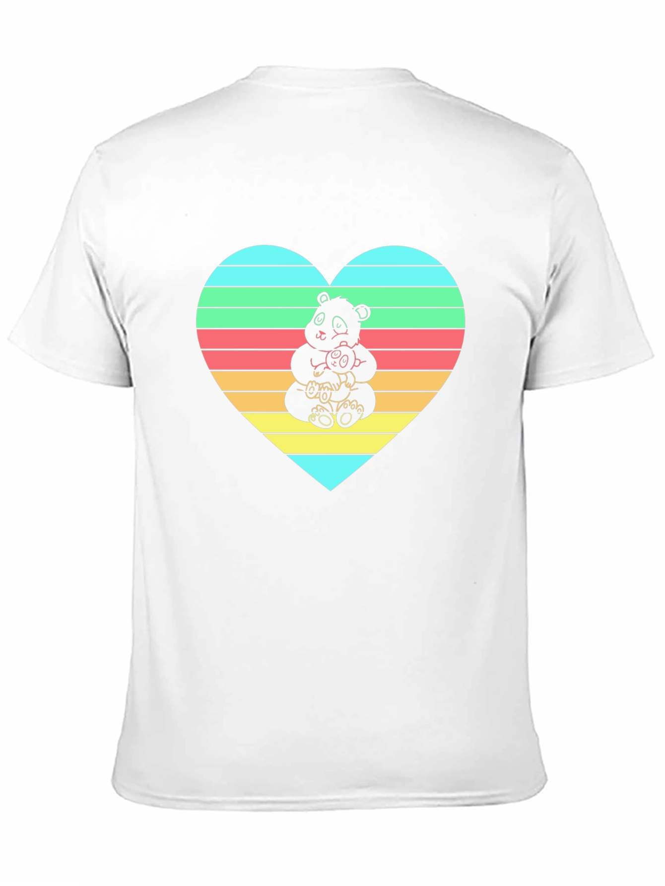 Black Panda Hug Heart Graphic Tee - Black Crew Neck view 11