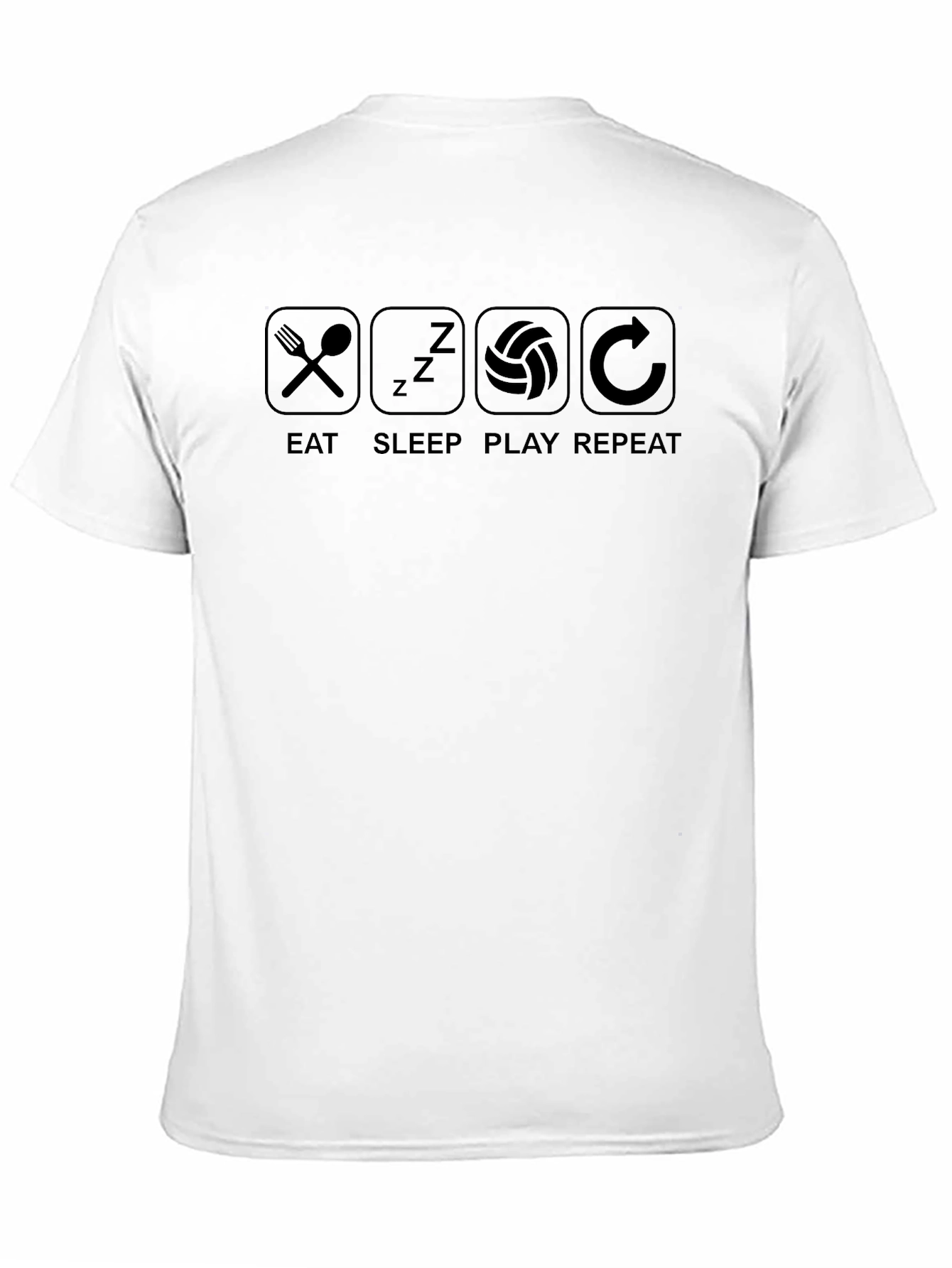 Black Eat Sleep Play Repeat Volleyball T-Shirt view 11