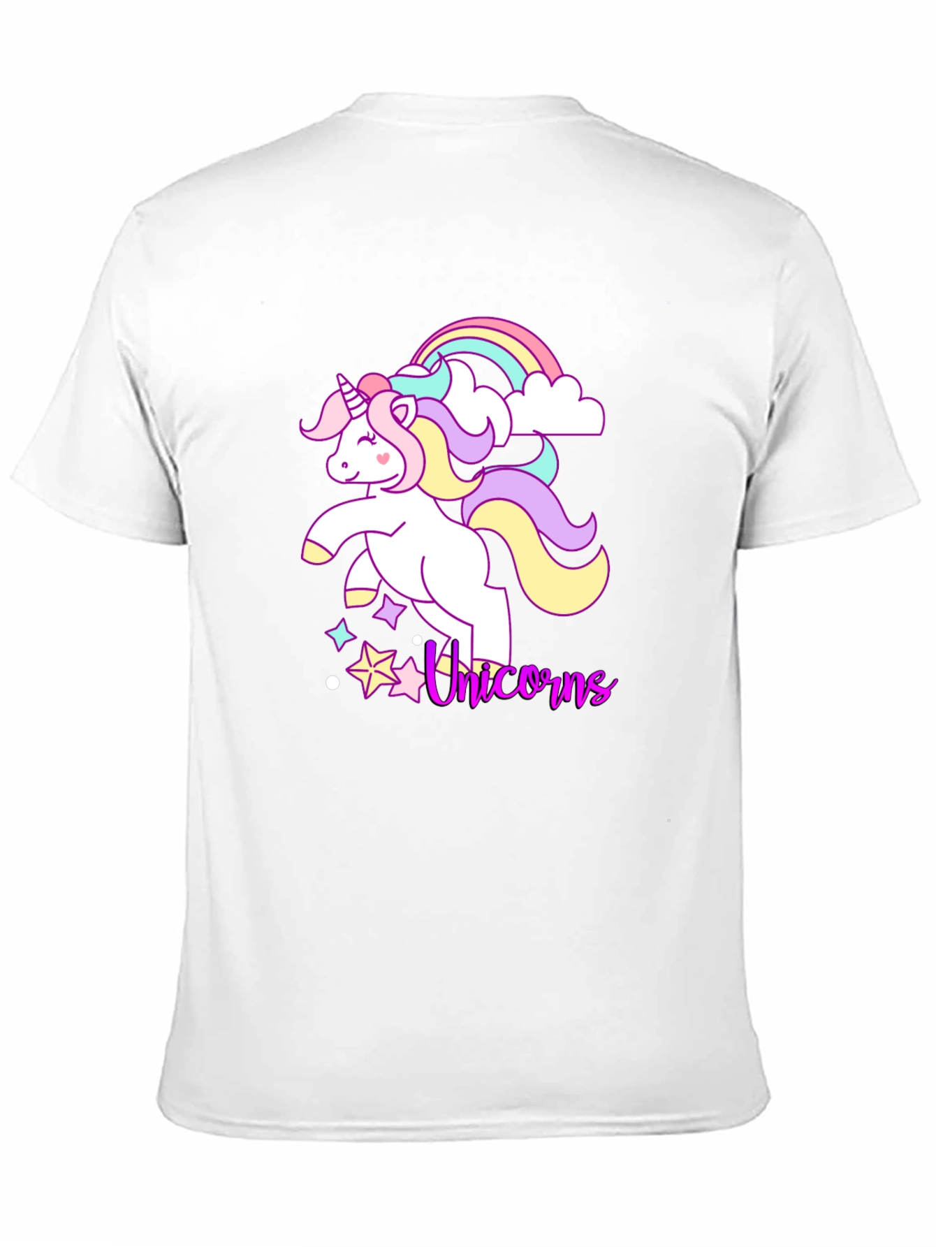 Black Unicorn Rainbow Graphic Tee - Black Cotton Casual Shirt view 11