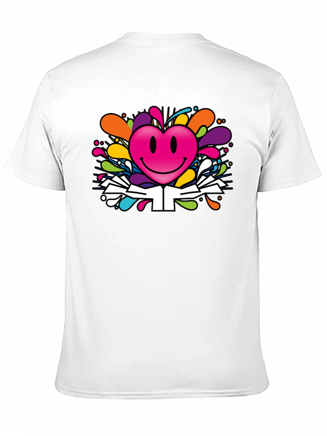Black Smiley Heart Graphic Tee - Colorful Fun Design view 11