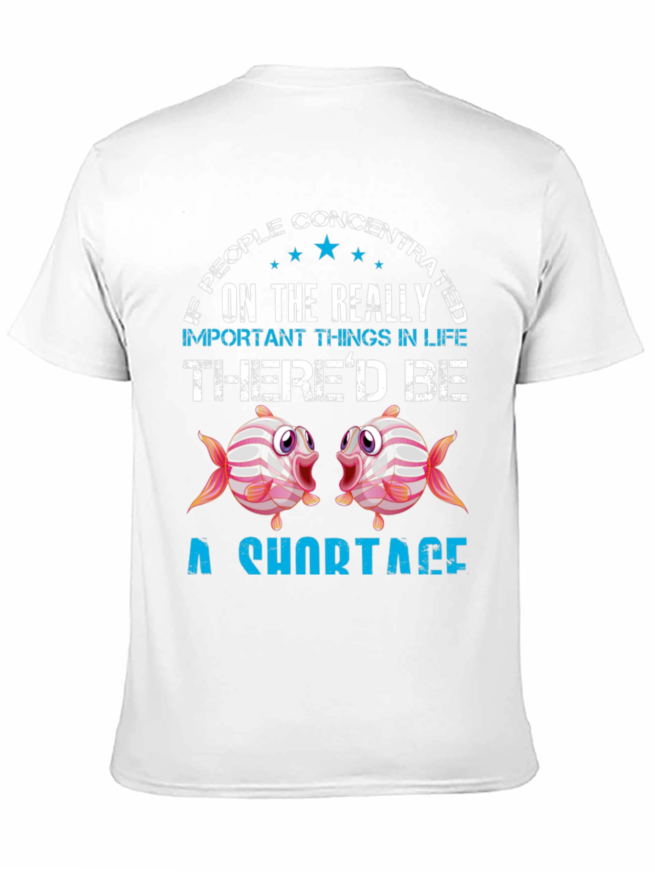 Black Funny Fish Shortage Graphic T-Shirt view 11