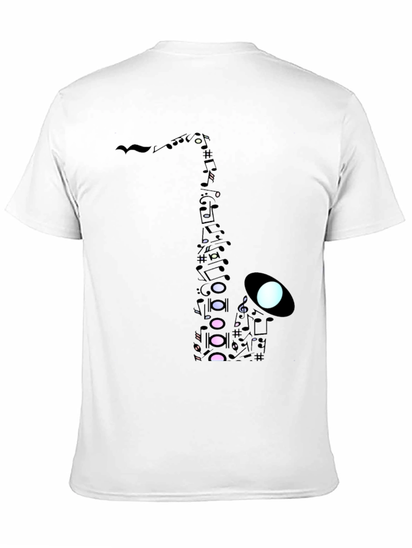 Black Saxophone Music Note Graphic Tee - Black Cotton Casual view 11