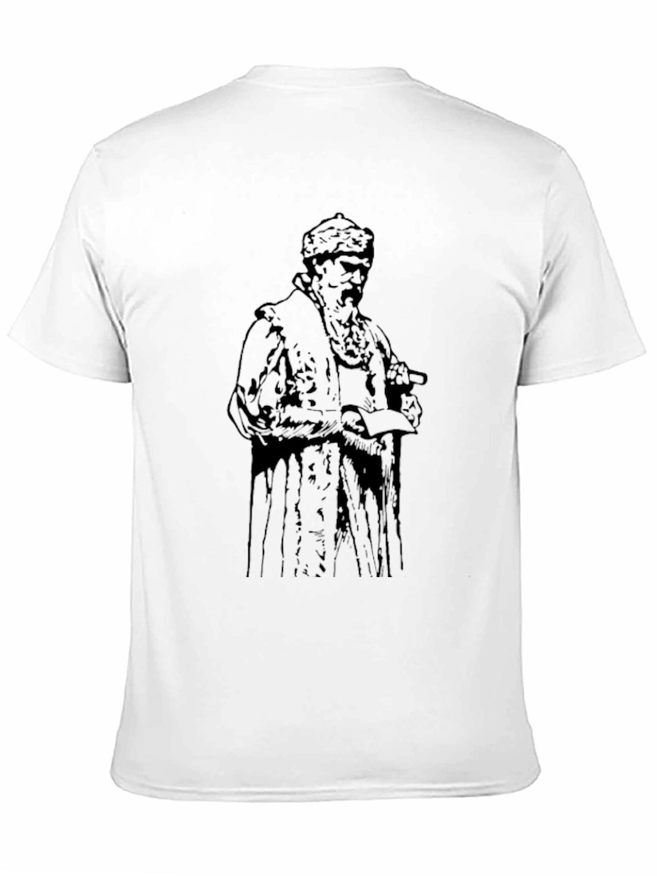 Black Men's Black T-shirt with Vintage Figure Print view 11