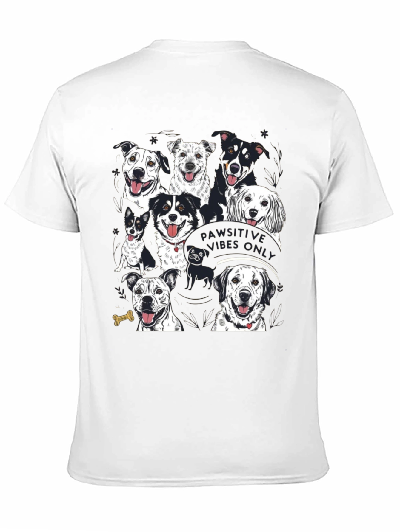 Black Pawsitive Vibes Only Dog Graphic T-Shirt view 11