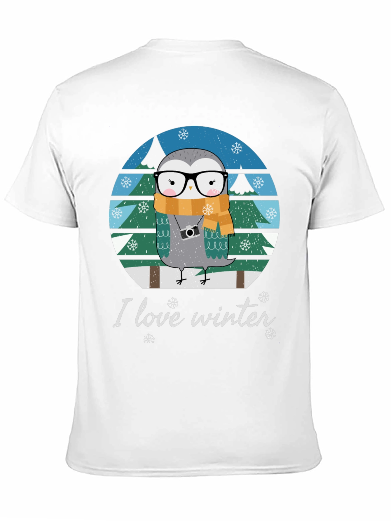 Black I Love Winter Owl T-Shirt view 11