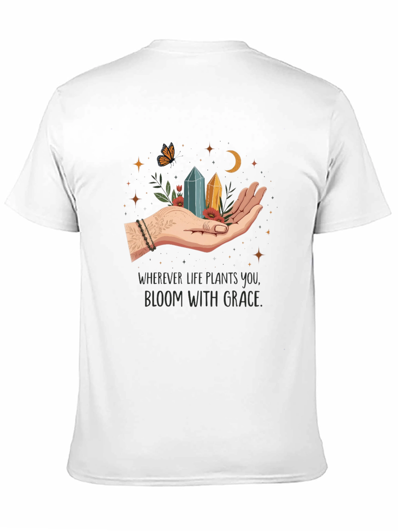 Black Bloom With Grace T-Shirt - Unisex Soft Cotton Tee view 11