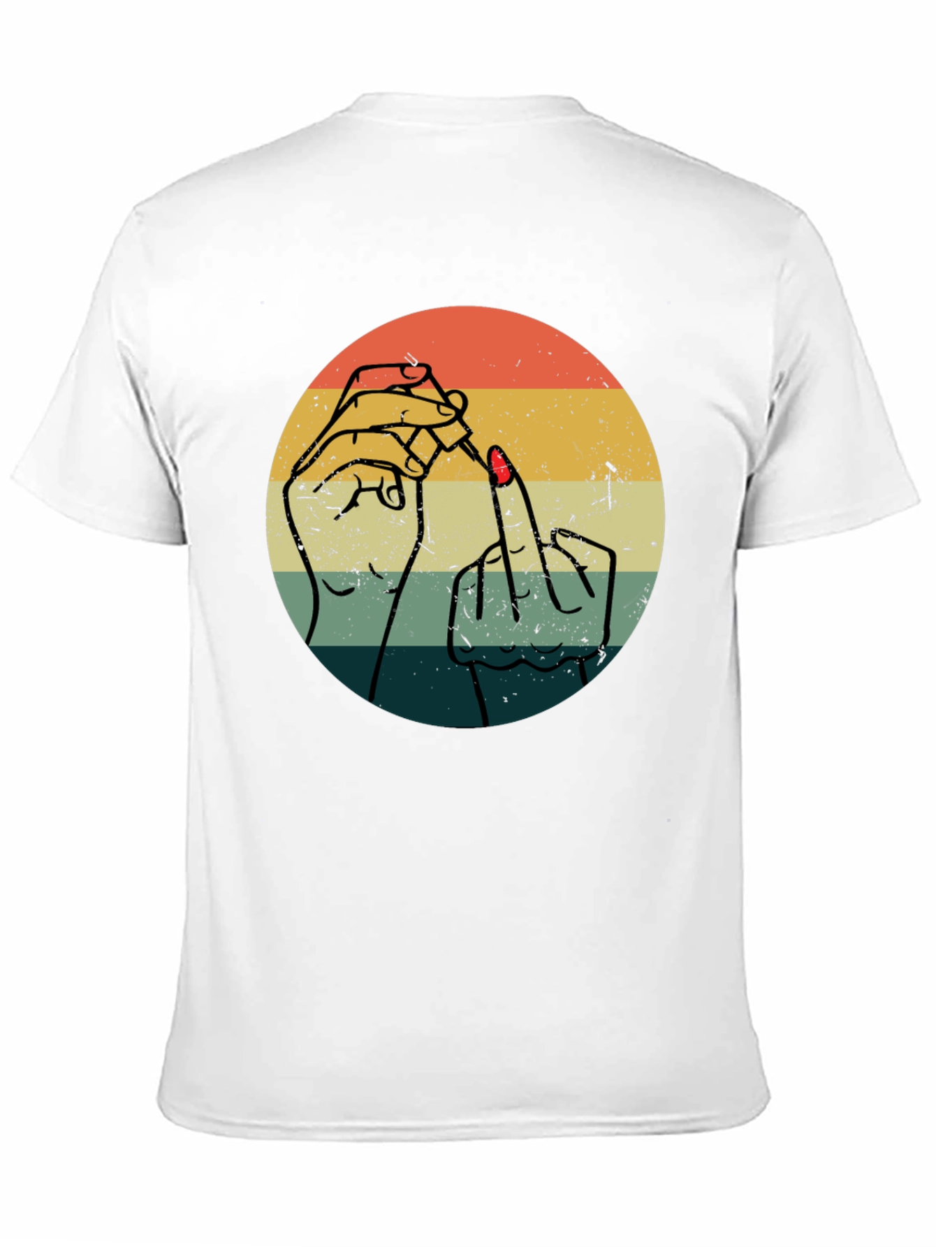 Black Retro Nail Polish Middle Finger Graphic Tee - Unisex view 11