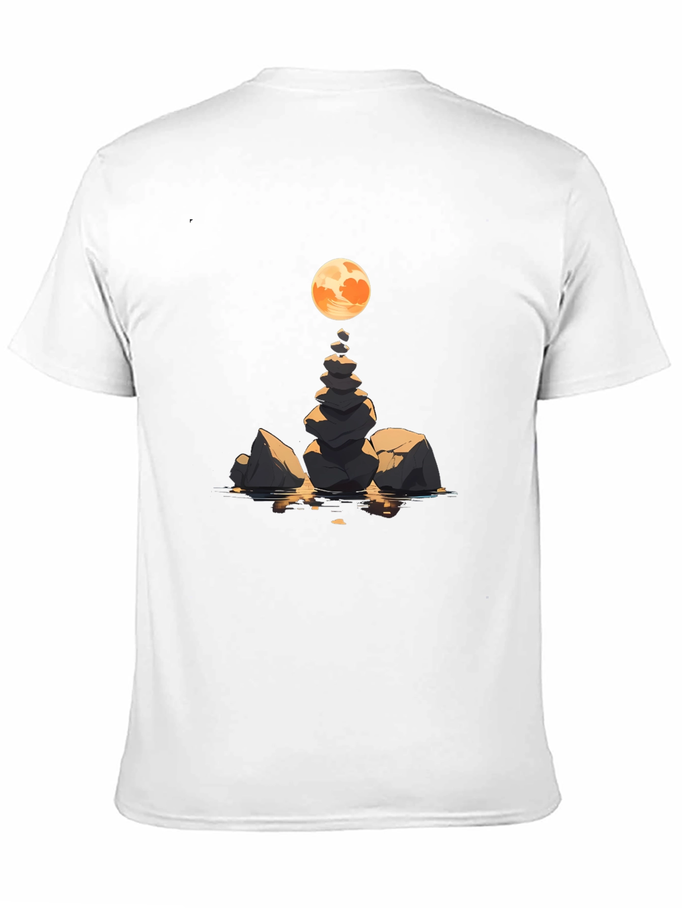 Black Zen Rock Stack & Moon Graphic Tee view 11