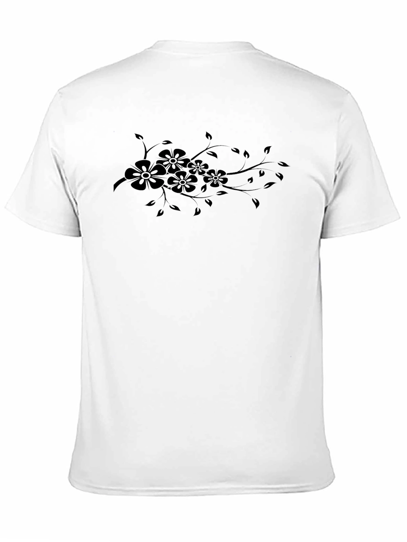 Black Elegant Black Floral Vine Print Crew Neck T-Shirt view 11