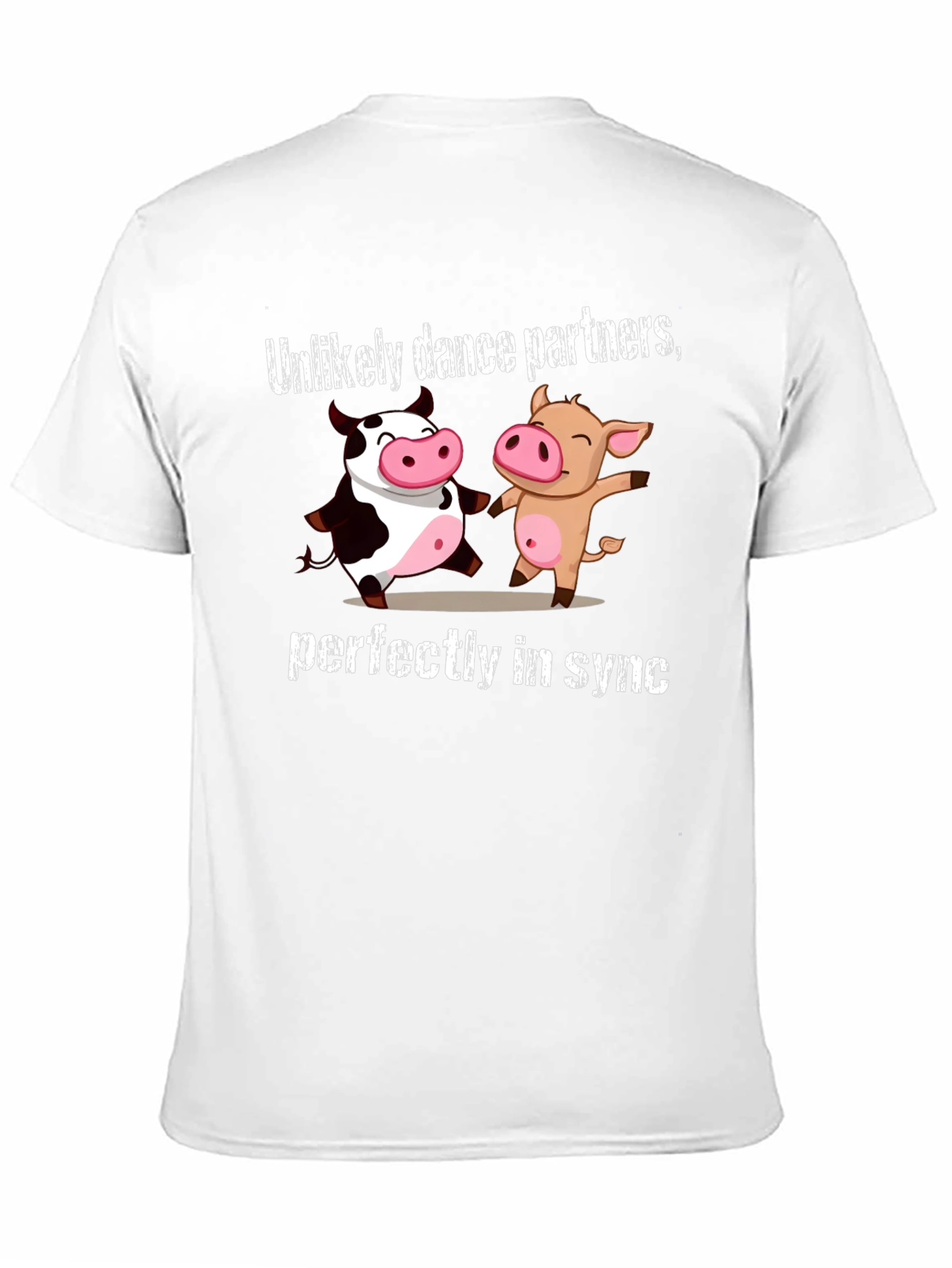 Black Unlikely Dance Partners Tee: Cow and Pig in Sync view 11