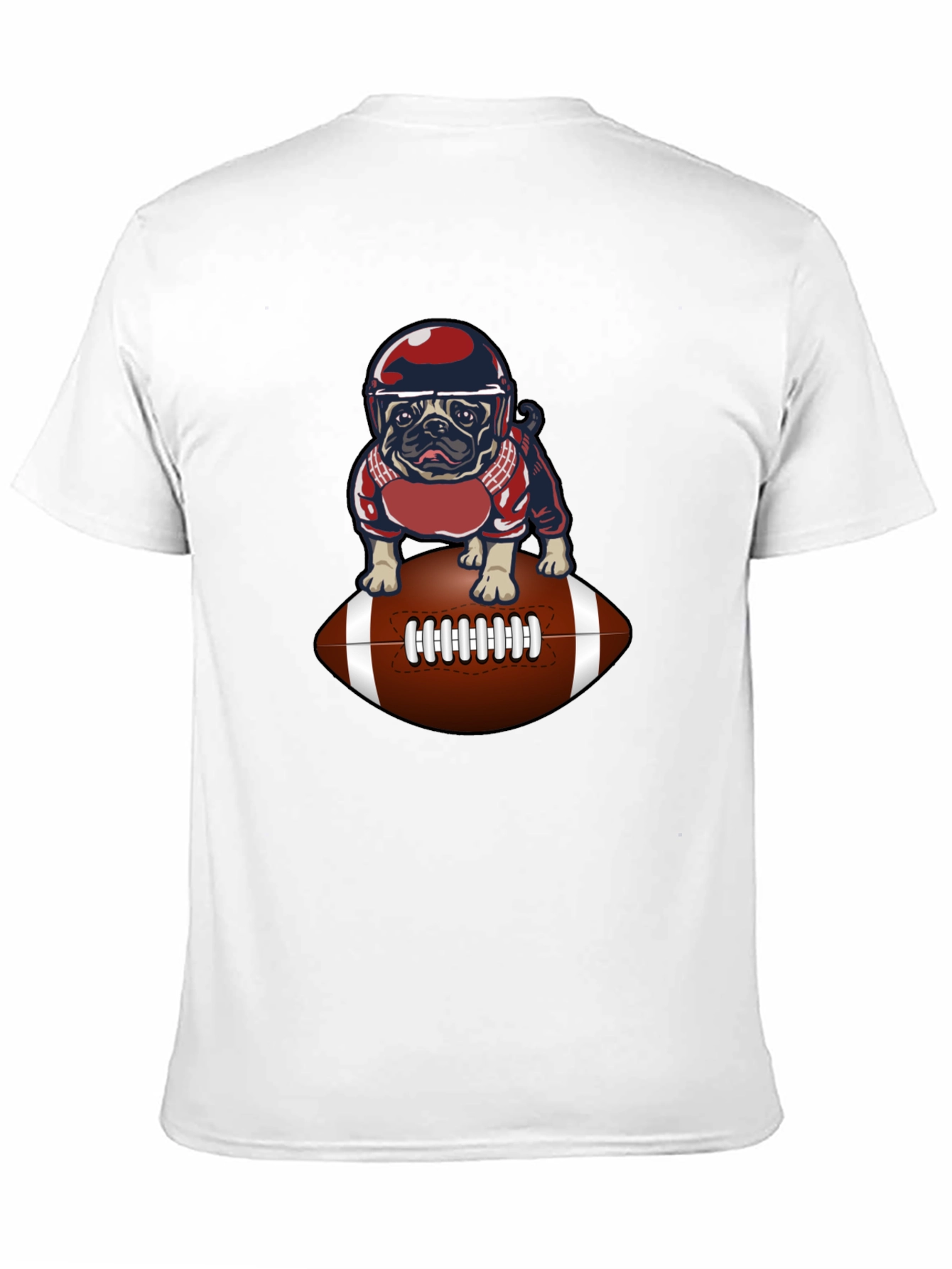 Black Pug Football T-Shirt - Novelty Dog Tee view 11