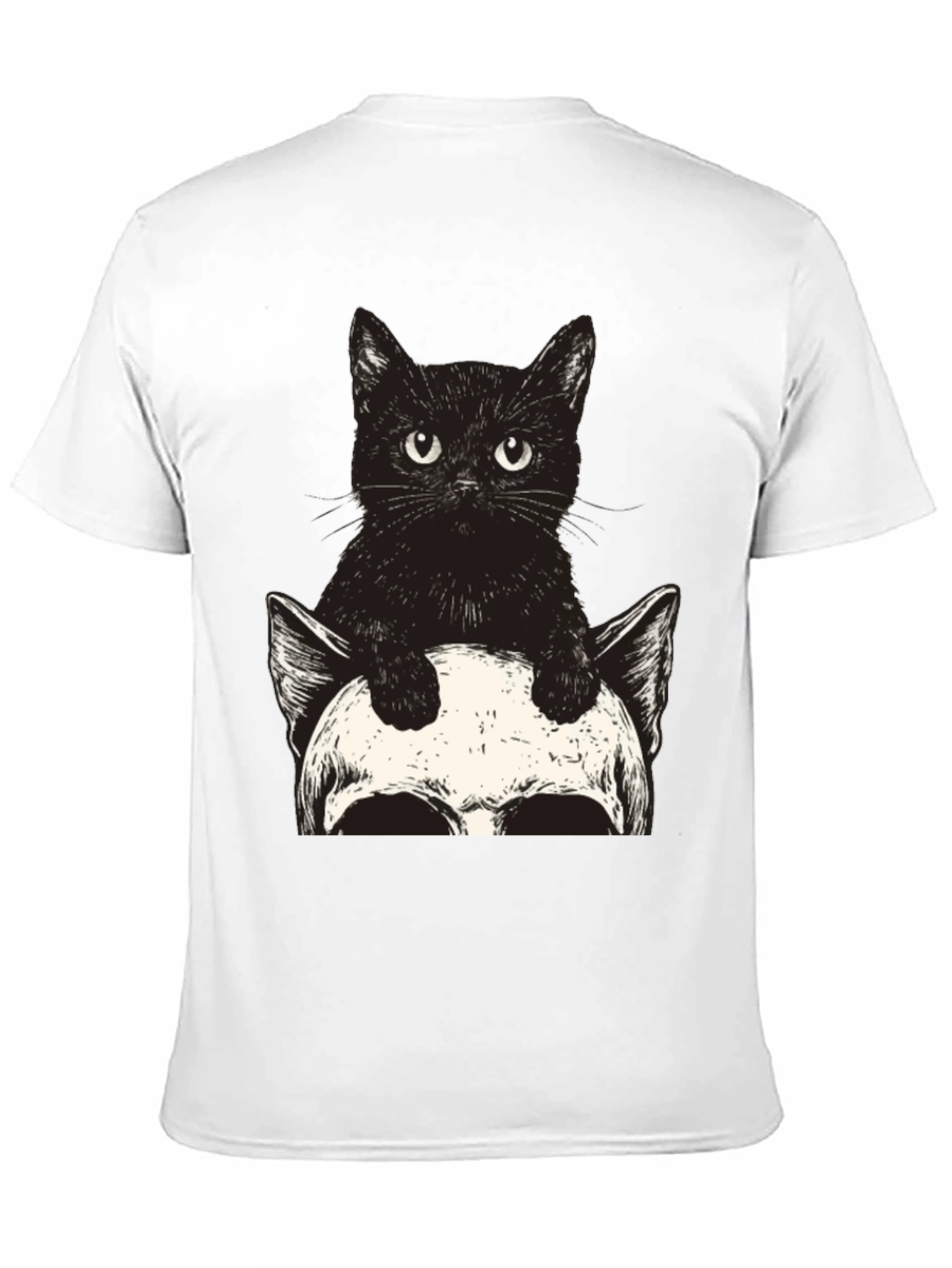 Black Cat & Skull Graphic Tee - Unique Print view 11