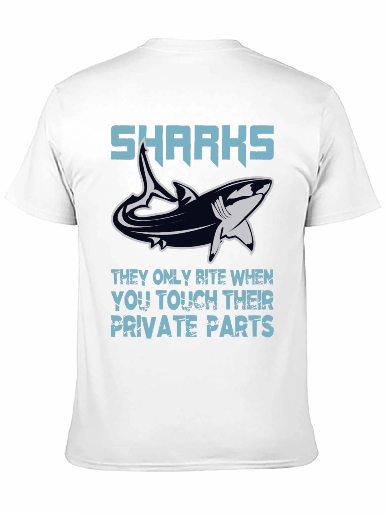 Black Shark Bite Humor Graphic Tee - Black Cotton T-Shirt view 11