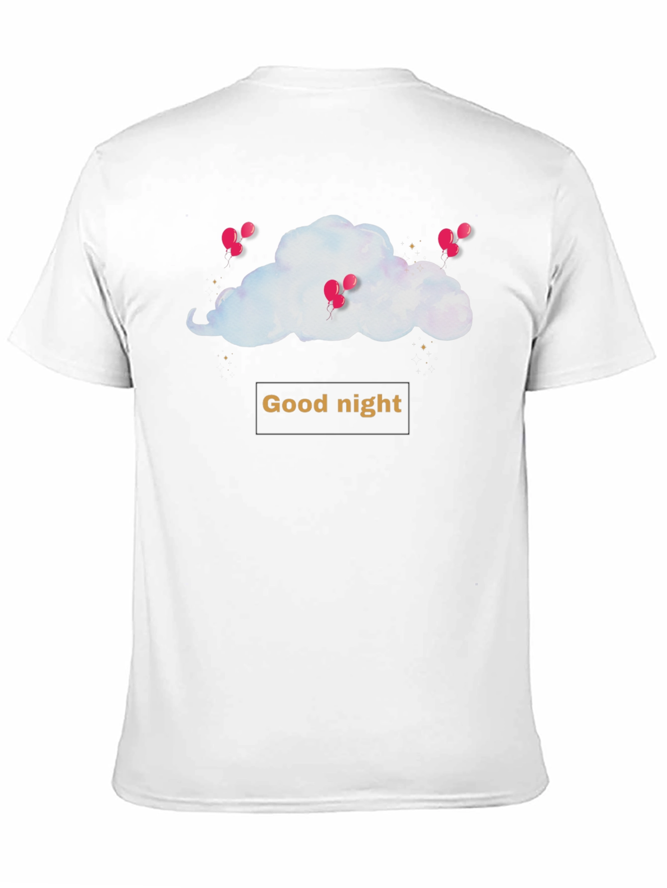 Black Good Night Cloud and Balloons Black T-shirt view 11