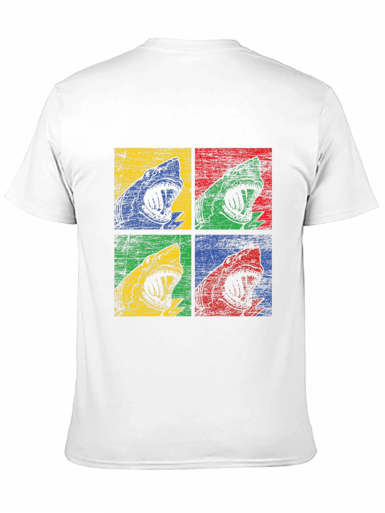 Black Shark Pop Art Graphic Print Black T-Shirt view 11