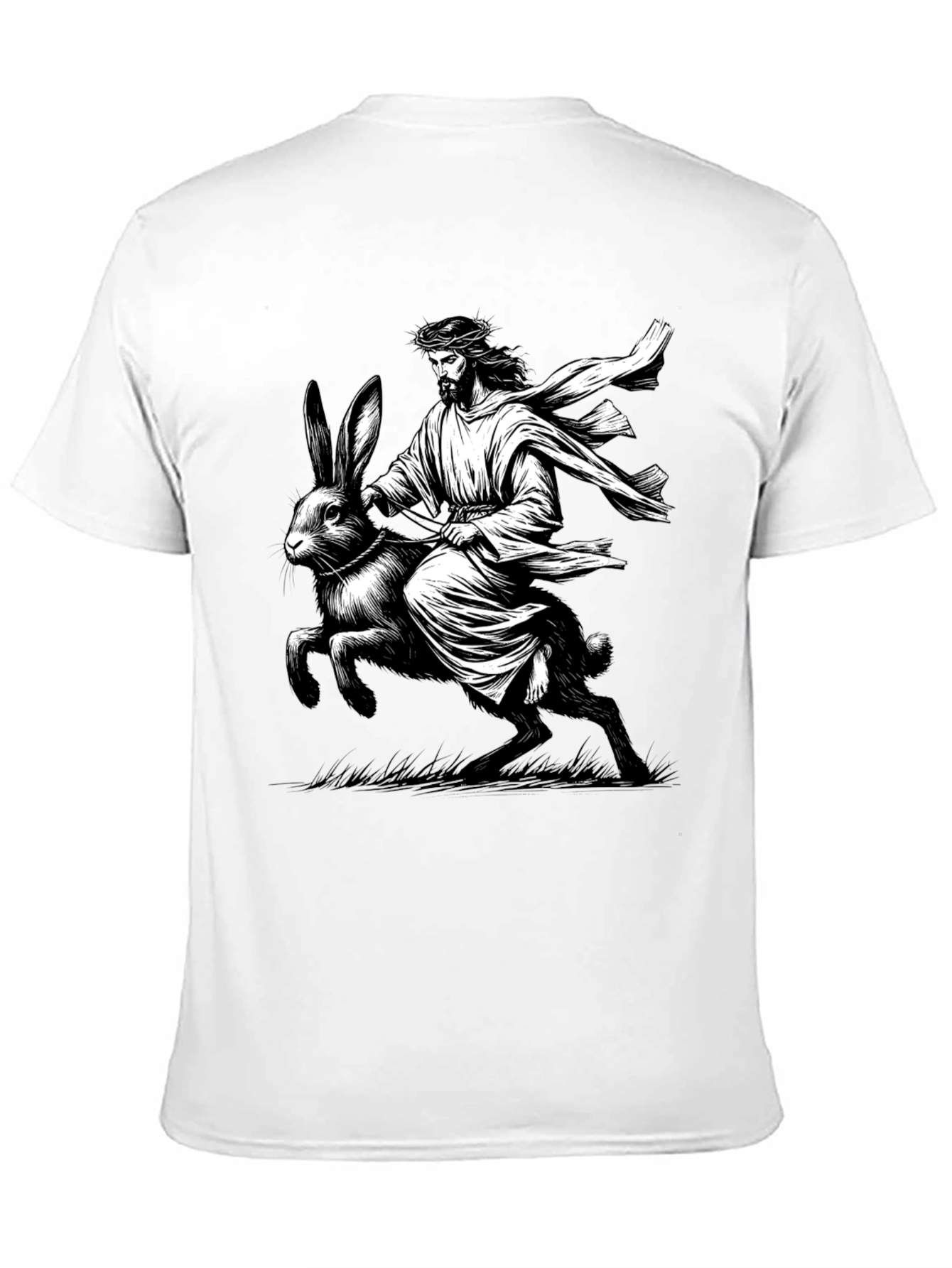 Black Jesus Riding Easter Bunny Graphic Tee view 11