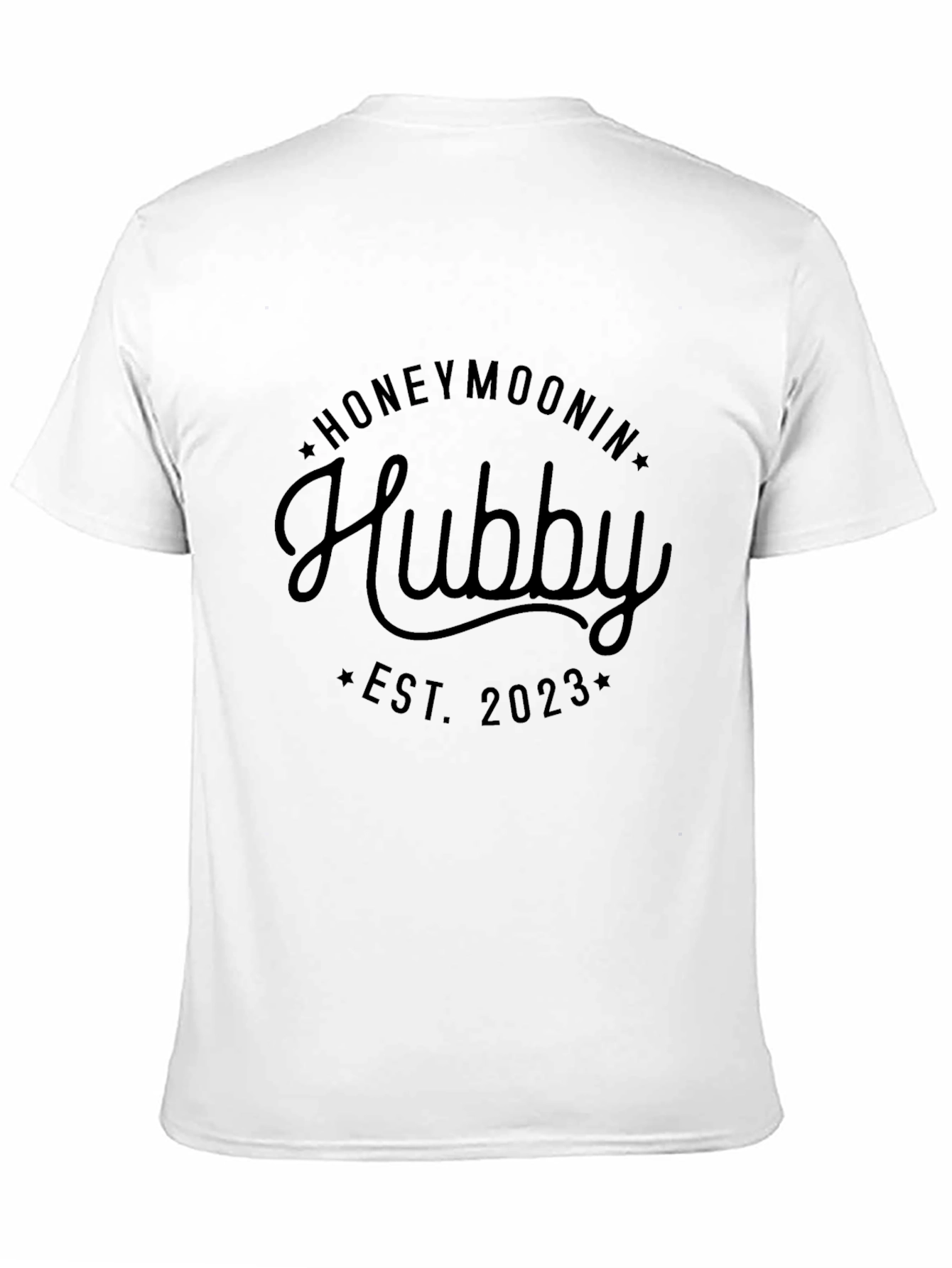 Black Honeymoonin' Hubby Est. 2023 Black T-Shirt view 11