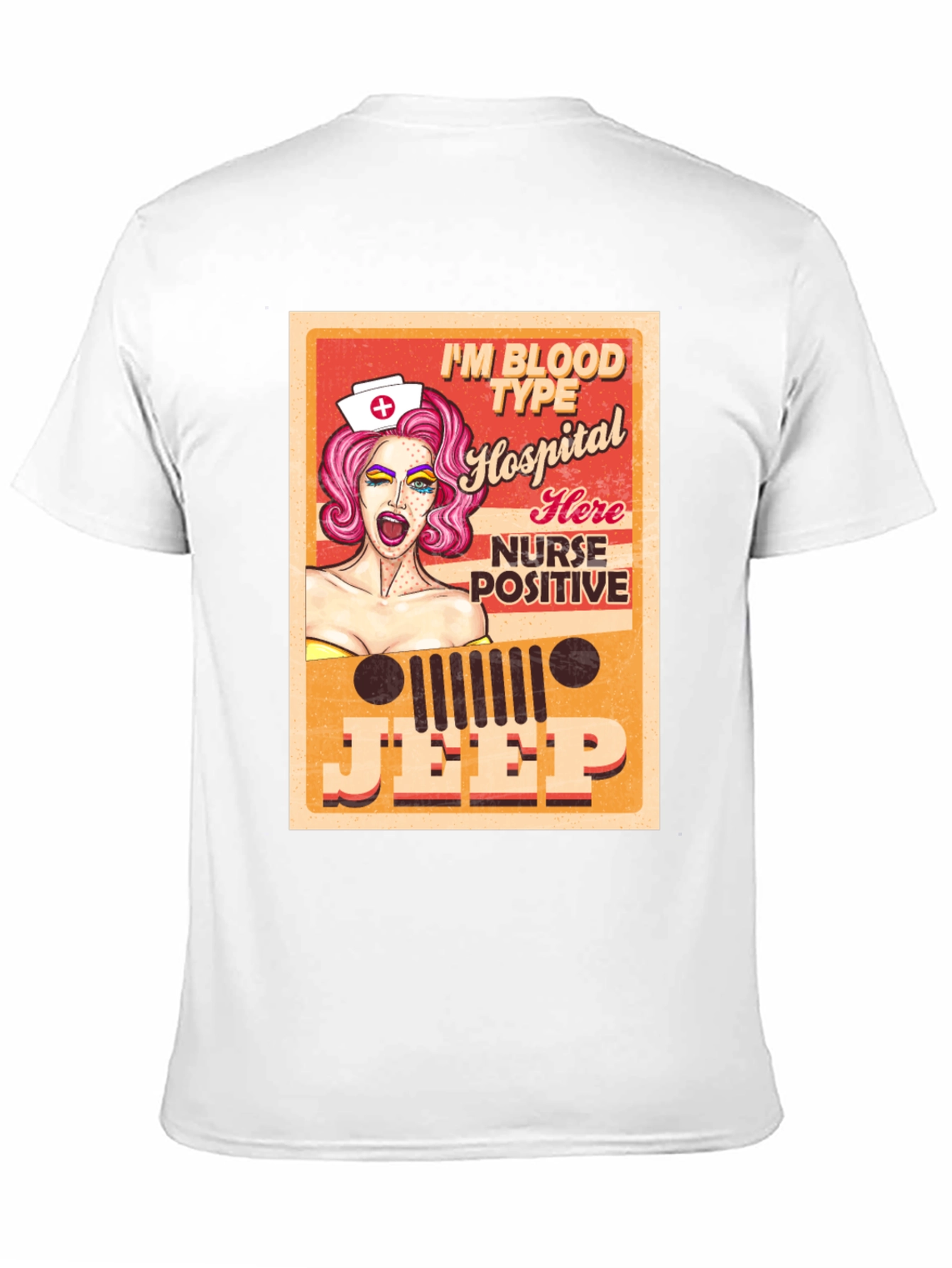 Black Nurse Jeep Graphic Tee - Blood Type Positive T-Shirt view 11