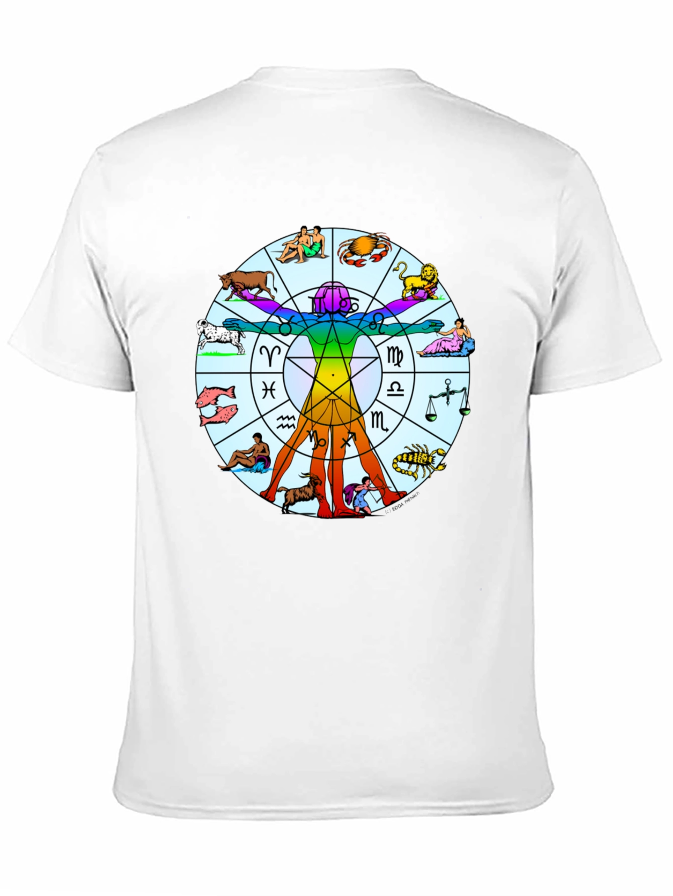 Black Zodiac Vitruvian Man Graphic T-Shirt - Black view 11