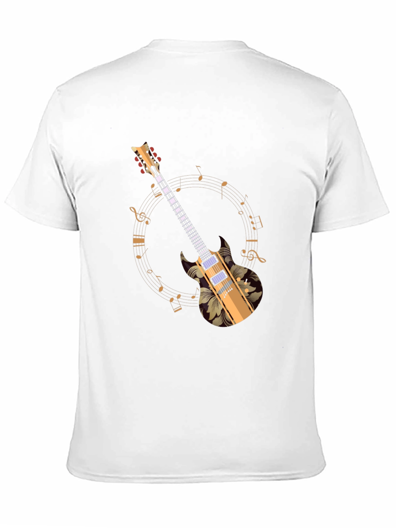 Black Floral Guitar Graphic Black Tee view 11