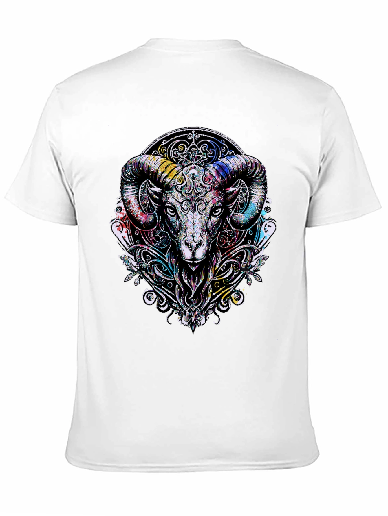 Black Aries Ram Graphic Black T-Shirt view 11