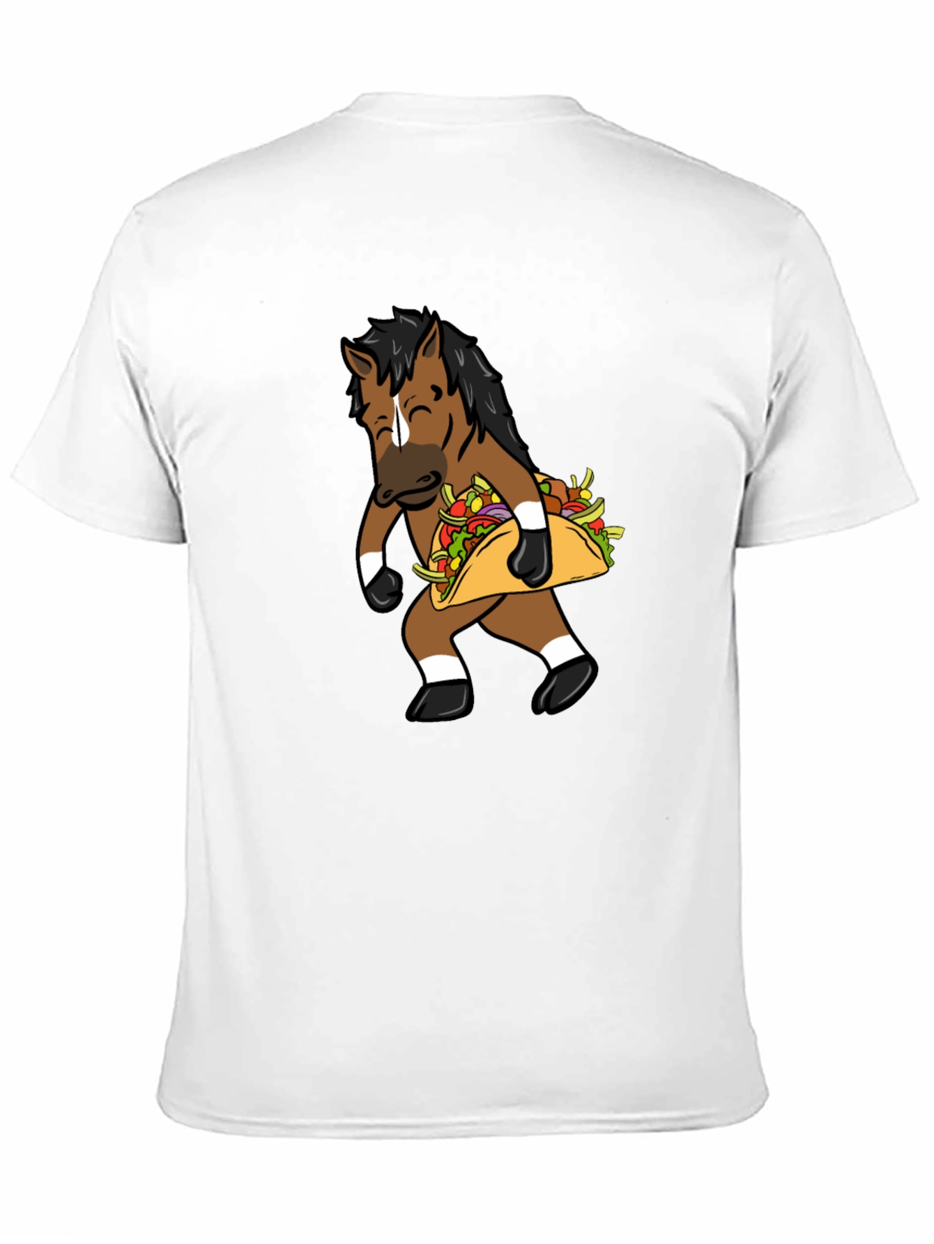 Black Funny Horse Taco Graphic Tee - Black Cotton T-Shirt view 11