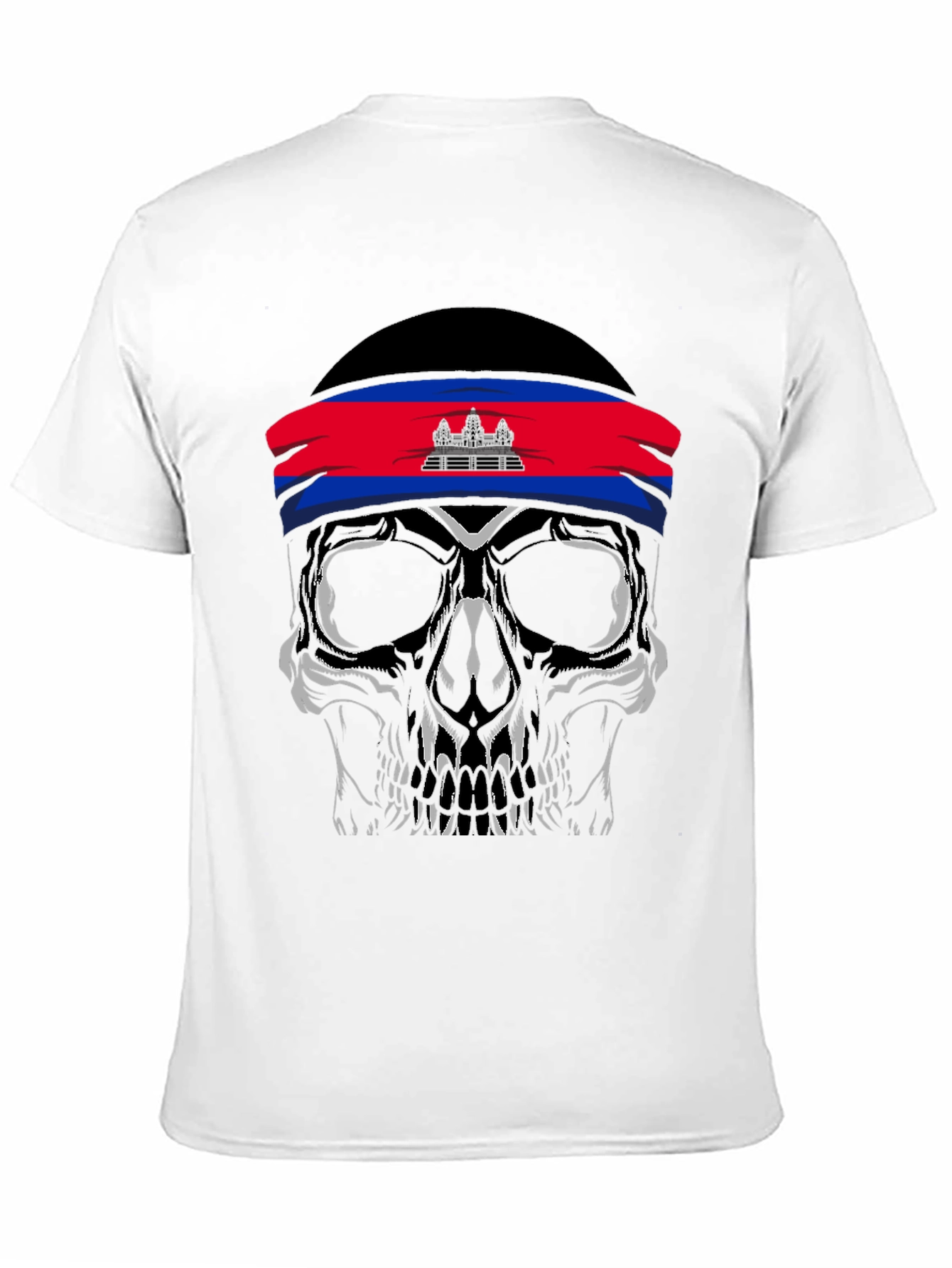 Skull T-Shirt Cambodia Flag Headband - 11